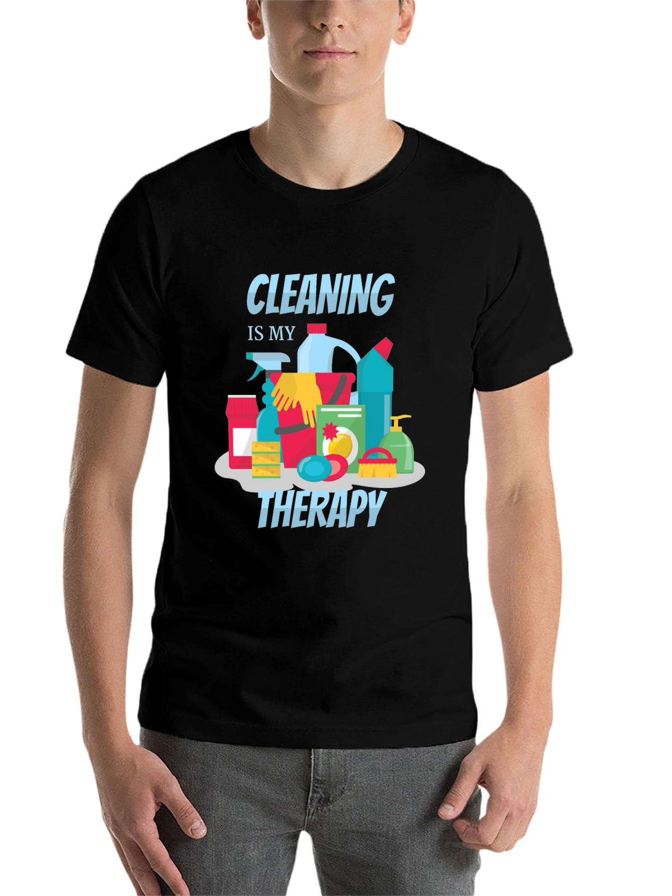 Black Cleaning is My Therapy Graphic Tee view 7