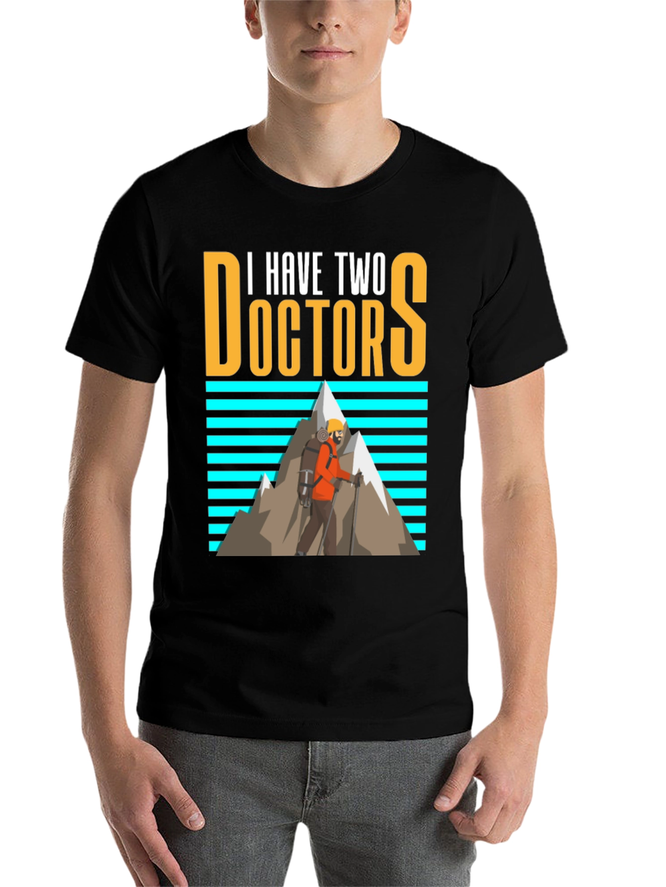 Black I Have Two Doctors Hiking T-Shirt - Funny Doctor Who Tee view 7
