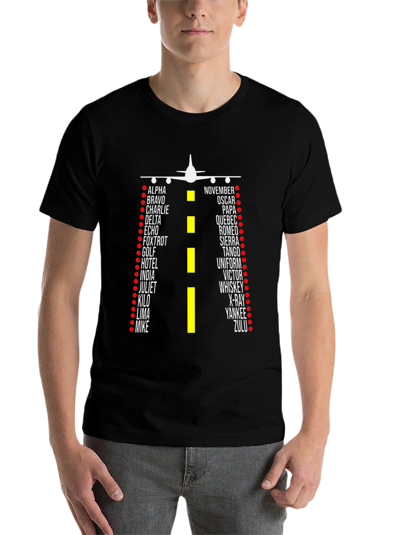 Black Aviation Alphabet T-Shirt - Pilot Design view 7