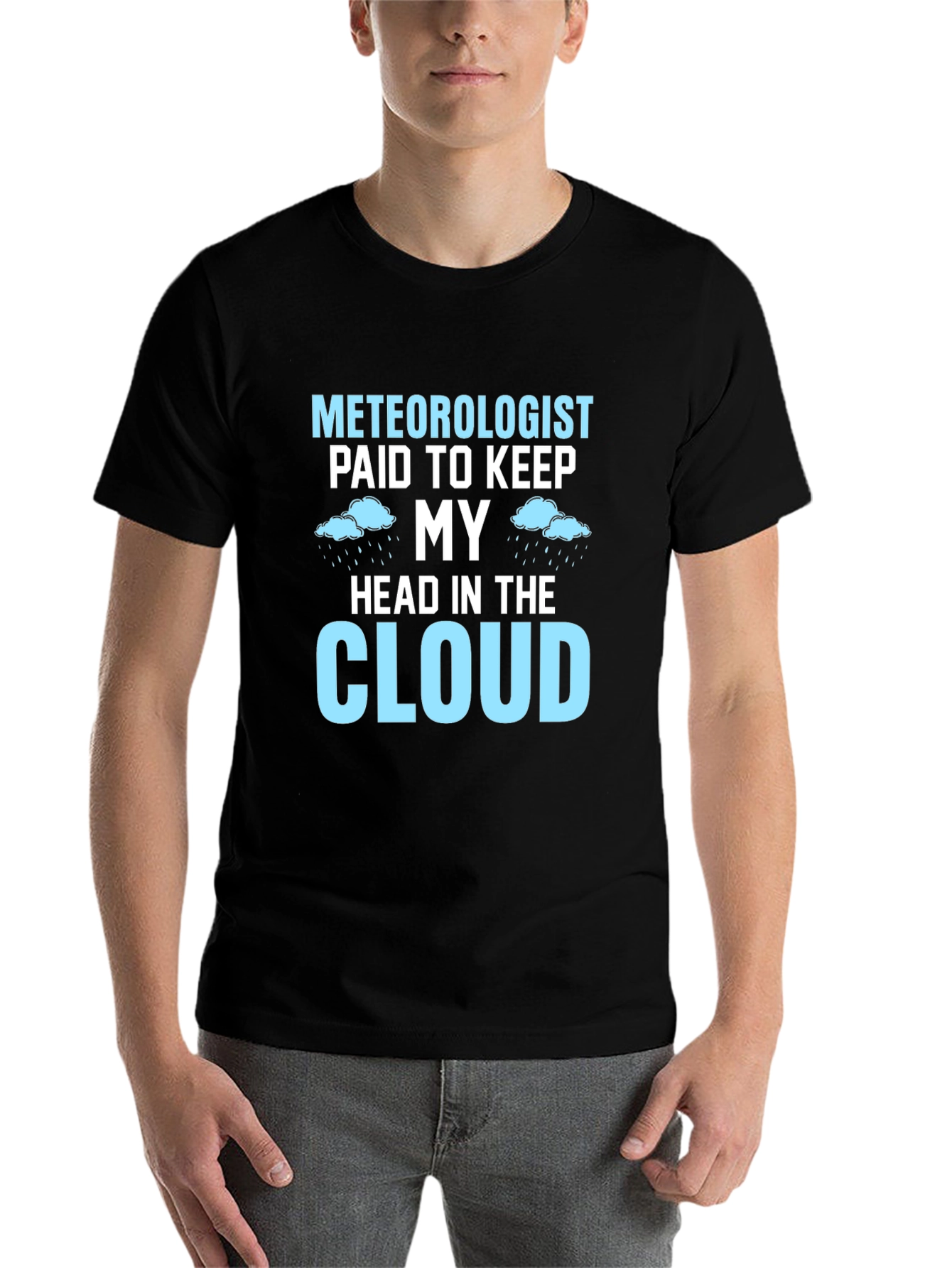 Black Meteorologist Head in Cloud Graphic T-Shirt view 7