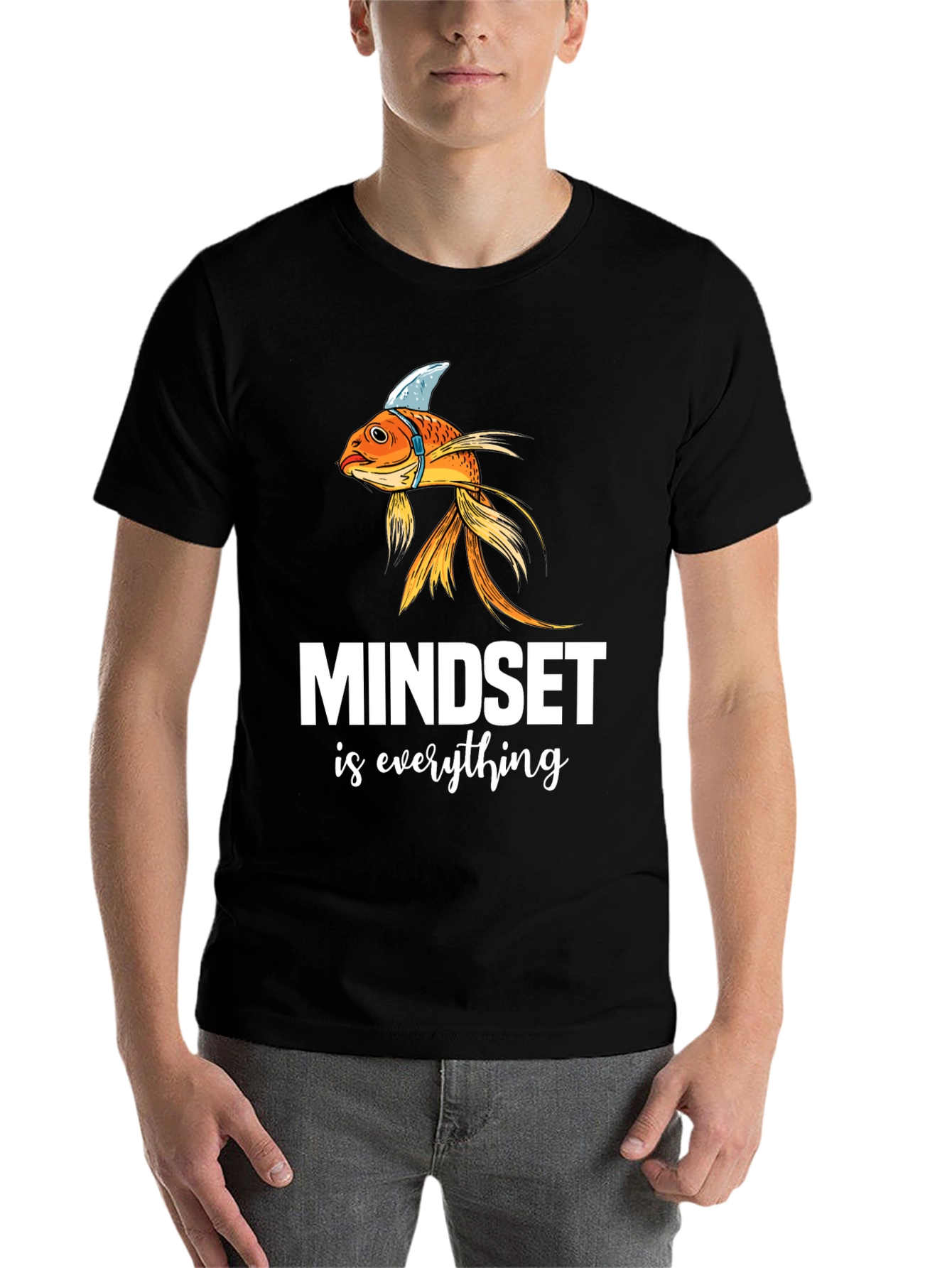 Black Mindset is Everything T-Shirt - Goldfish Shark Fin Tee view 7