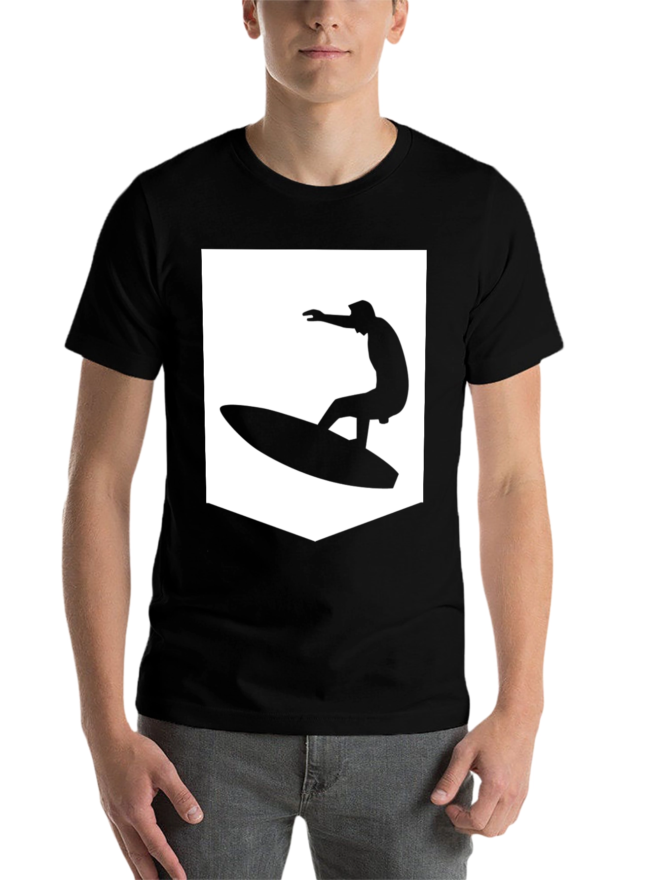 Black Black T-Shirt with Surfer Graphic view 7