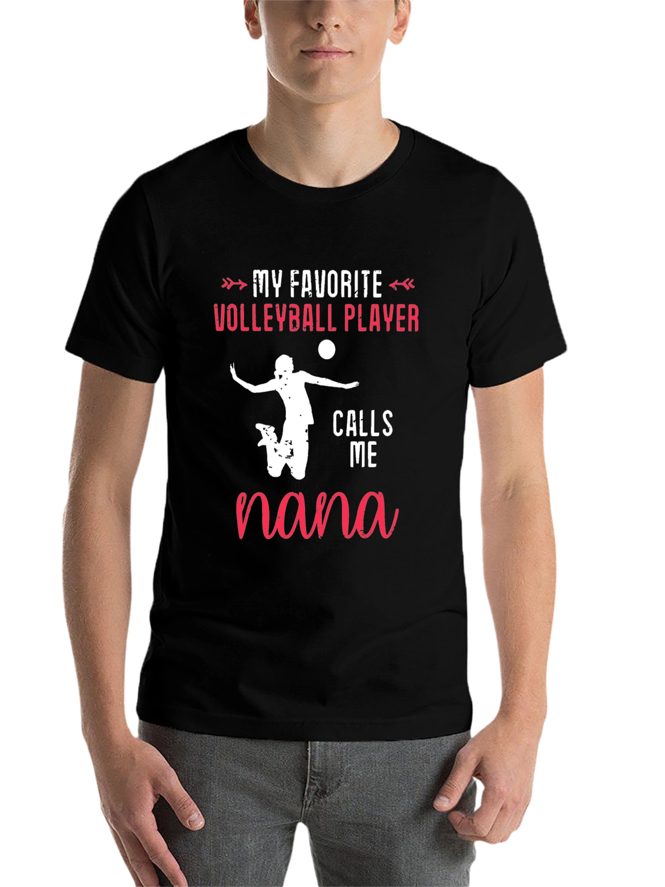 Black Volleyball Nana T-Shirt: My Favorite Player view 7