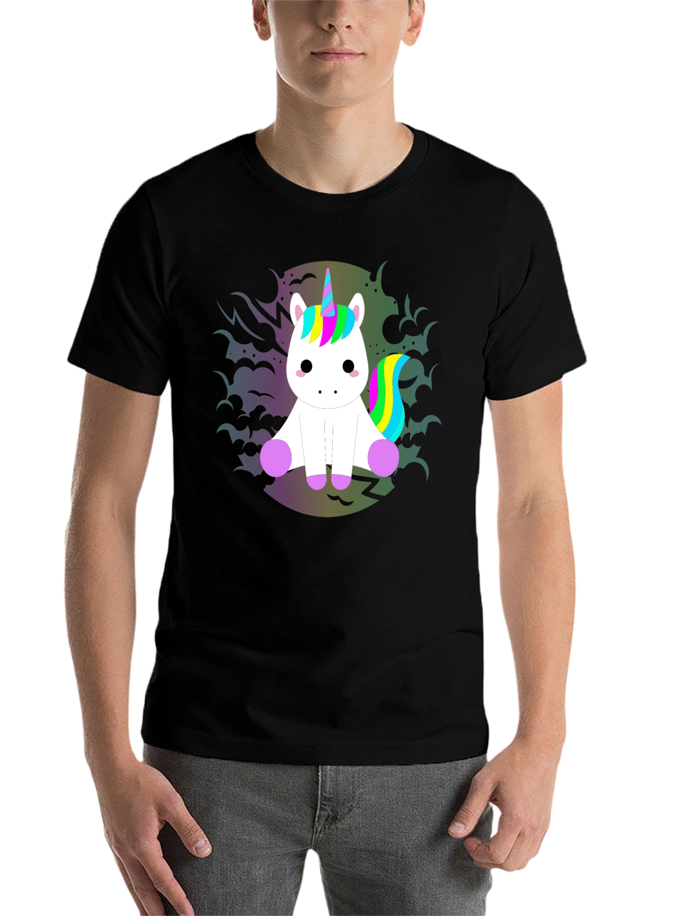 Unicorn Graphic Tee - Black Cotton T-Shirt - 7