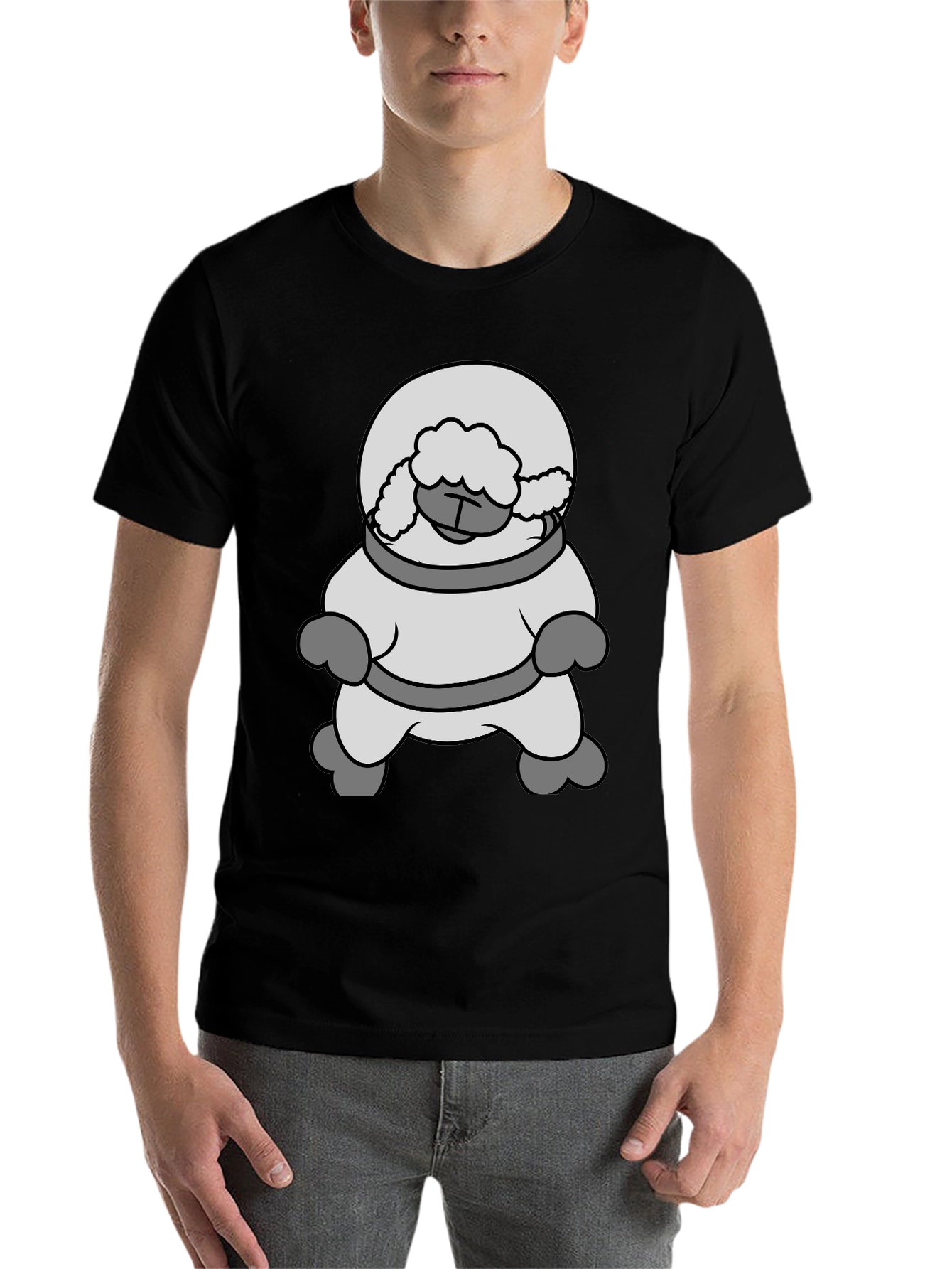 Black Astronaut Sheep Black T-Shirt view 7