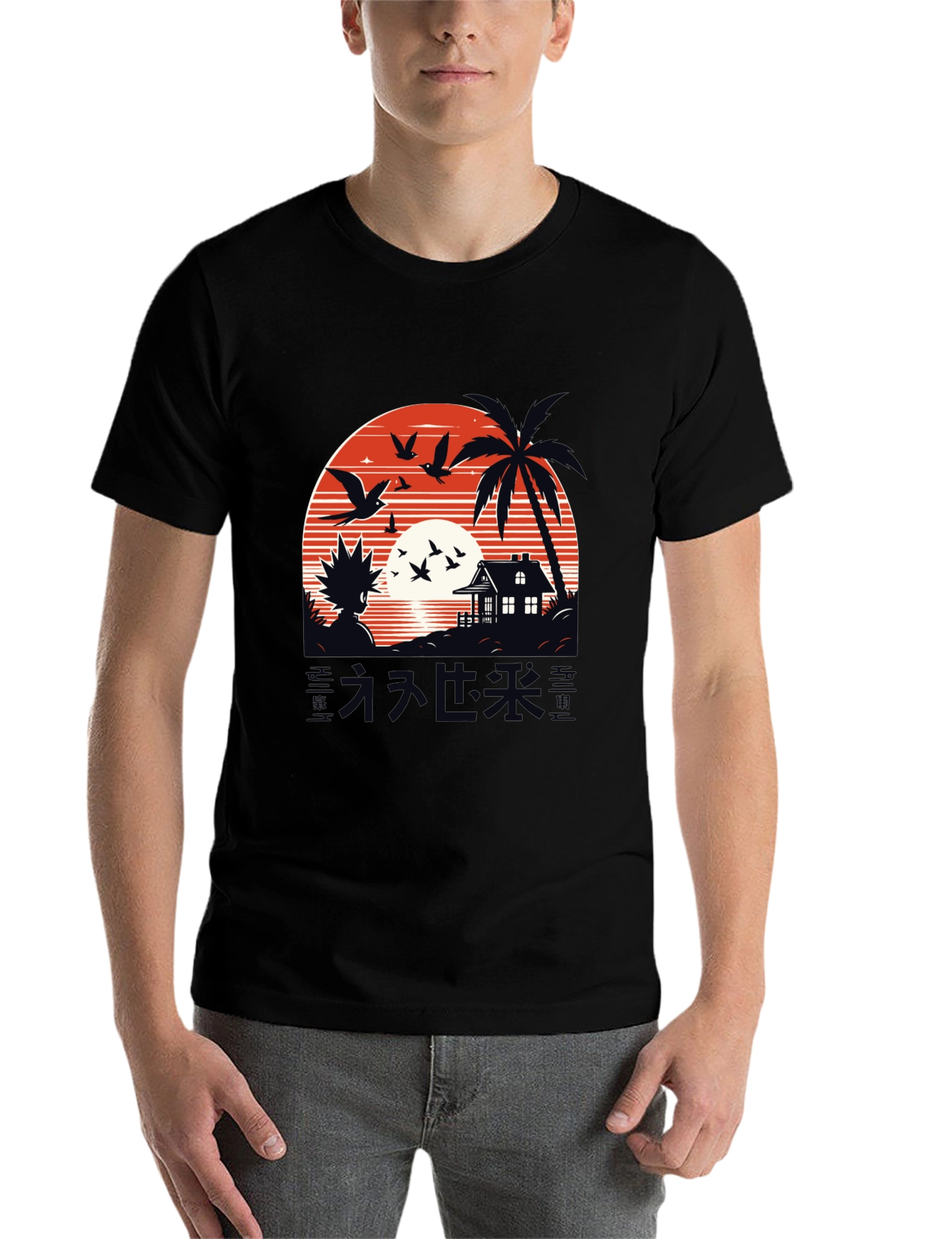 Anime Graphic Tee - Sunset Island Design - 7