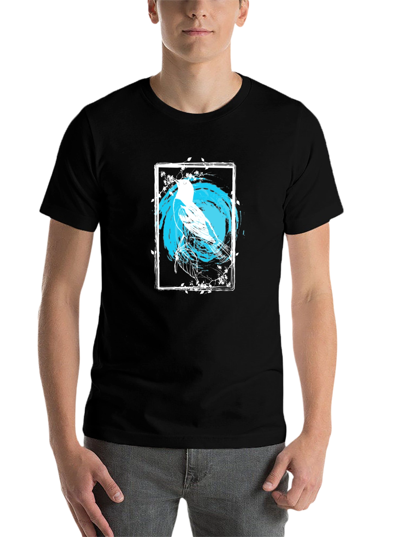 Black Bird Art Graphic Print Black Tee view 7