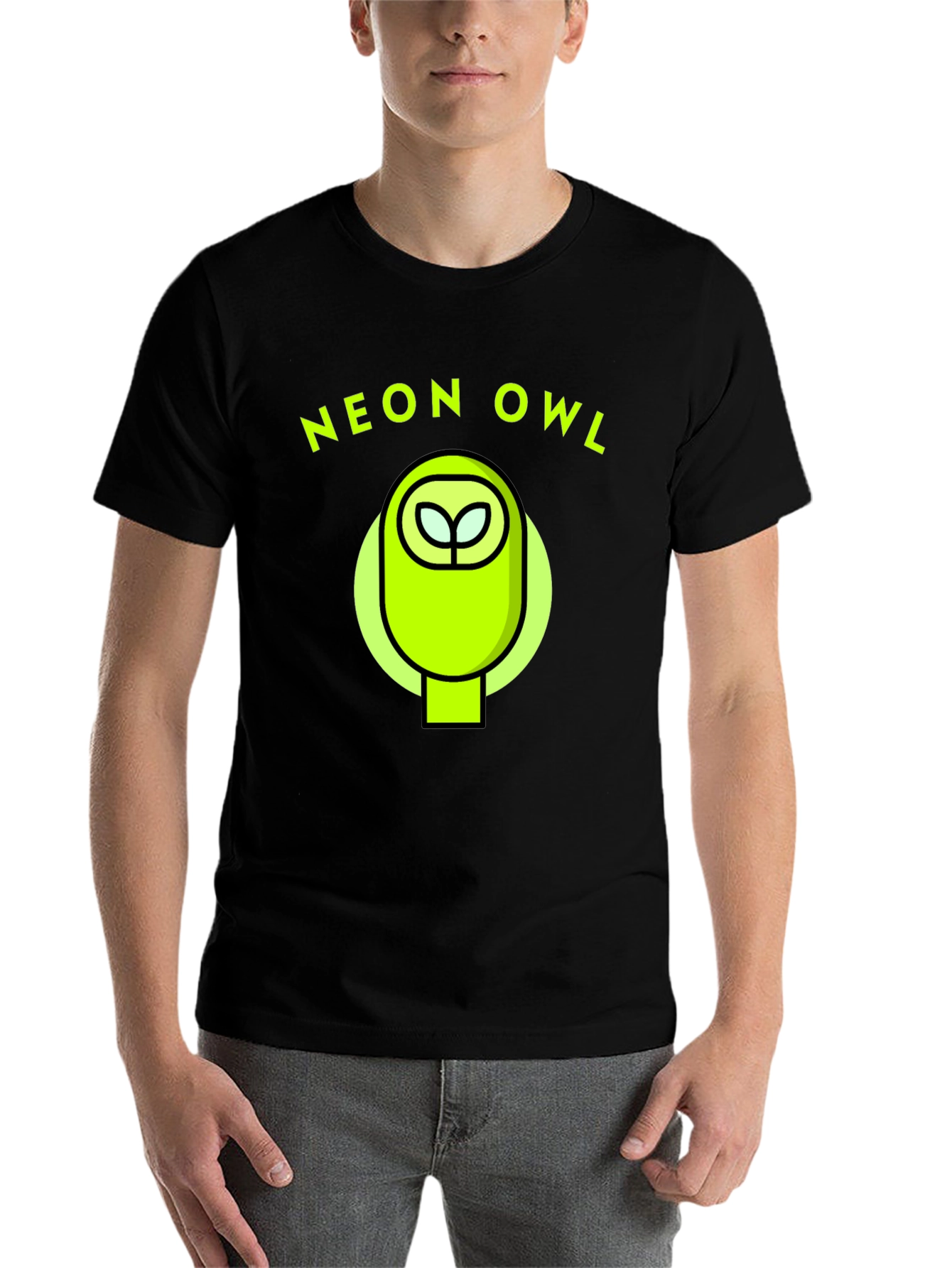 Black Neon Owl Graphic Tee - Stylish & Unique Design view 7