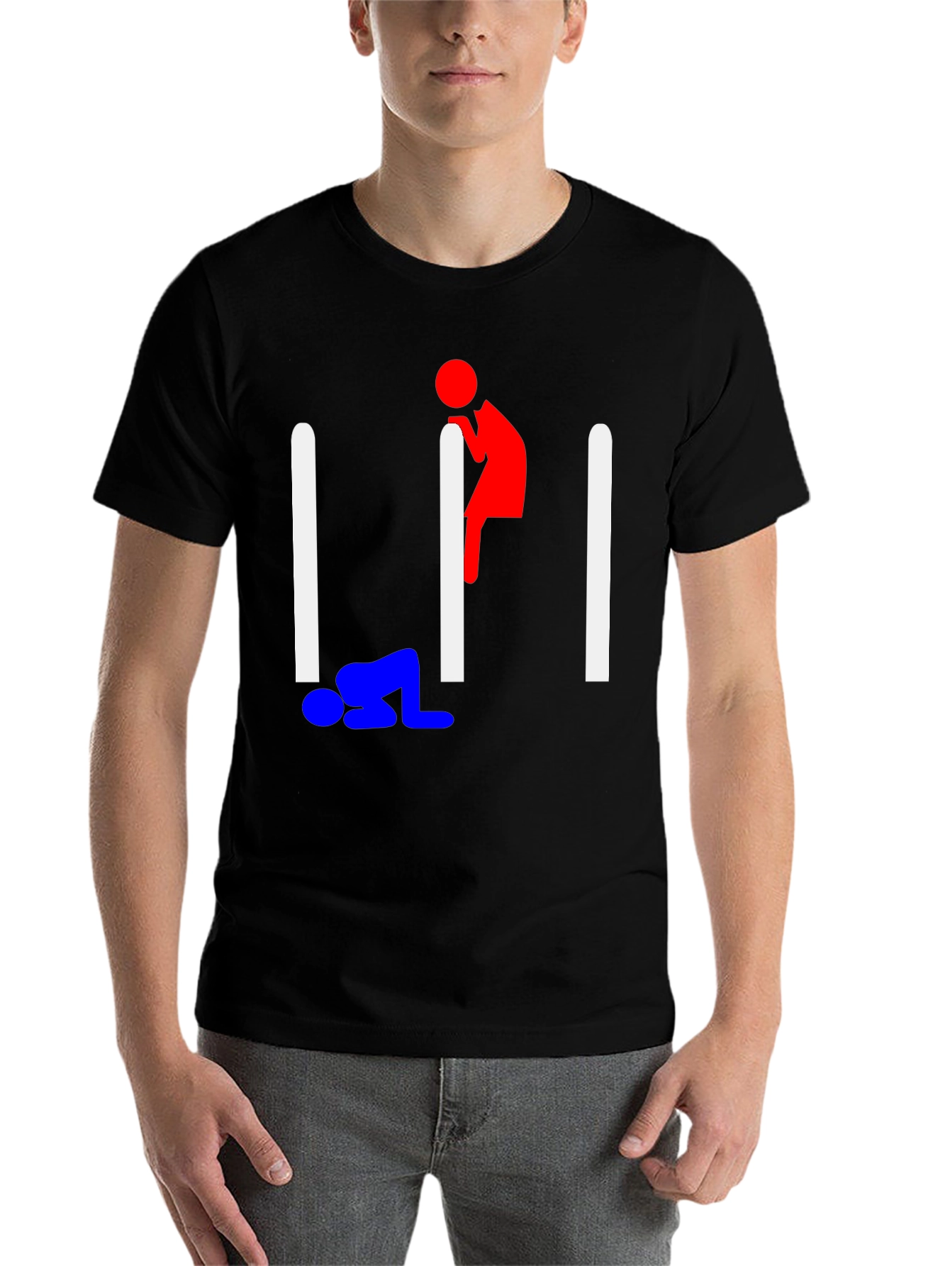 Black Humorous Stick Figure Graphic Tee - Black view 7