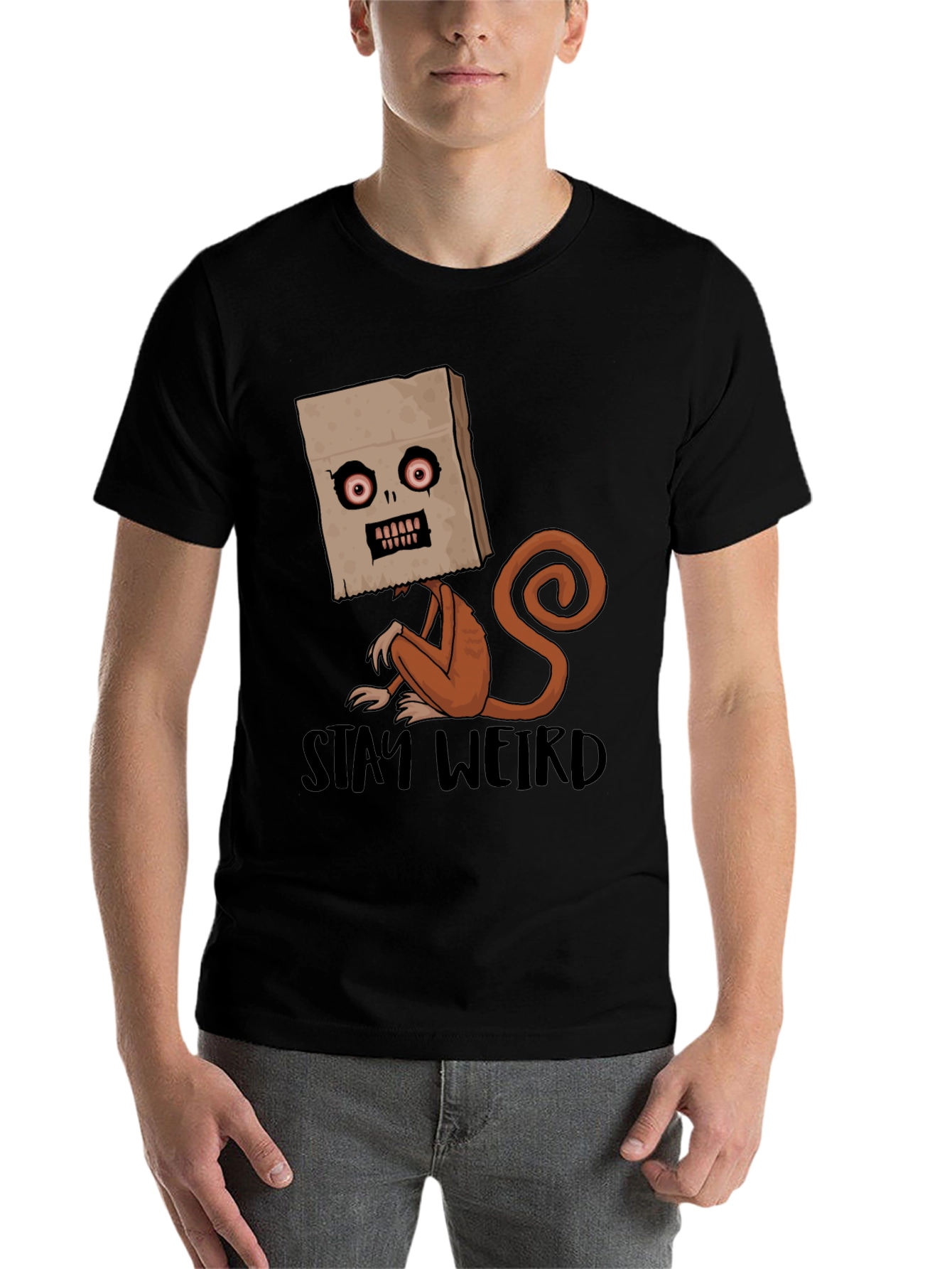 Black Stay Weird Monkey Graphic Tee - Black view 7