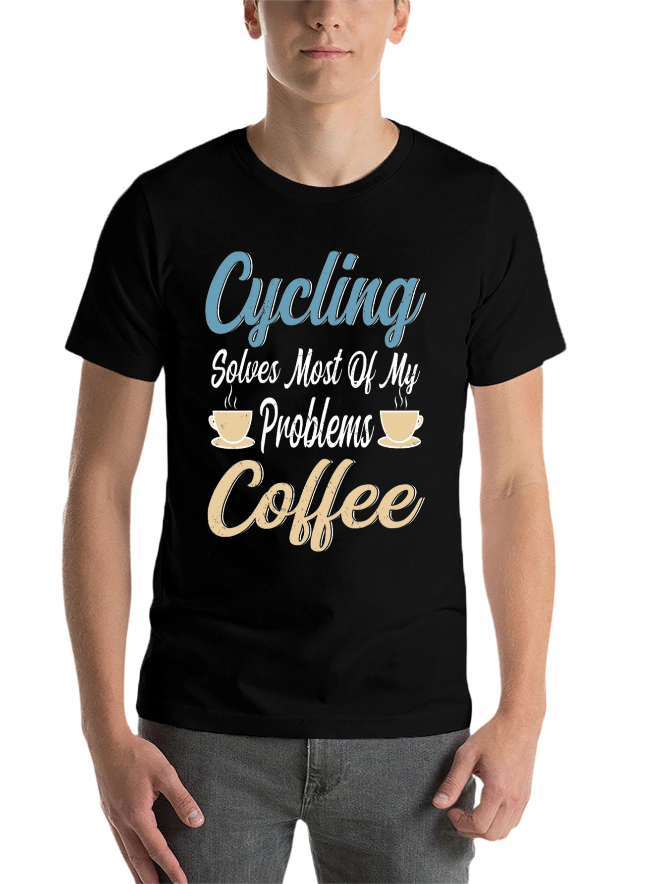 Black Cycling & Coffee T-Shirt: Solves Most Problems view 7