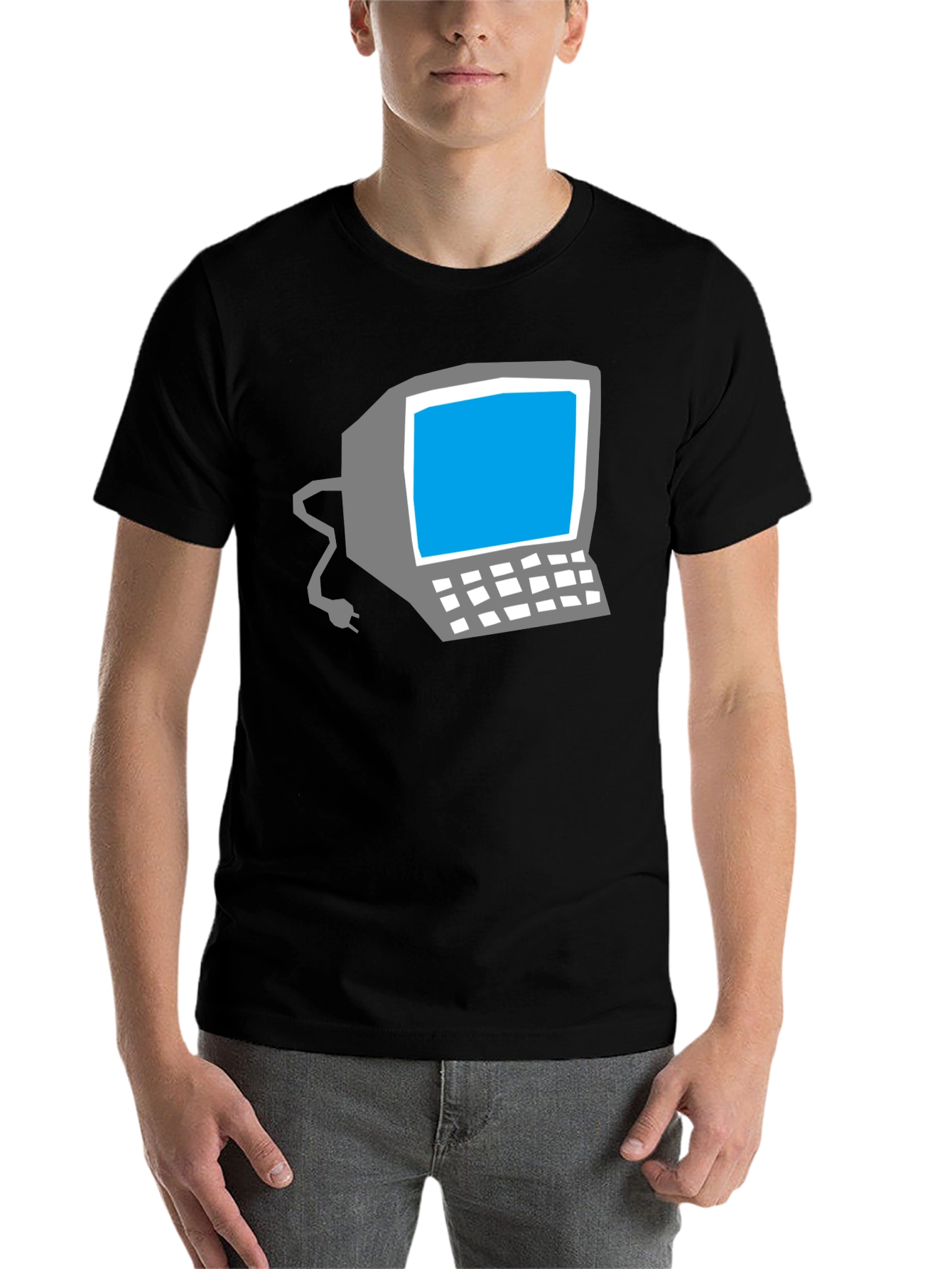 Black Retro Computer Graphic Tee - Classic Geek Style view 7