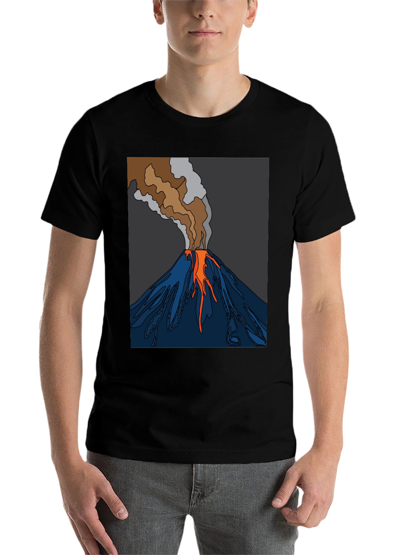 Black Volcano Graphic T-Shirt - Black Crew Neck Tee view 7