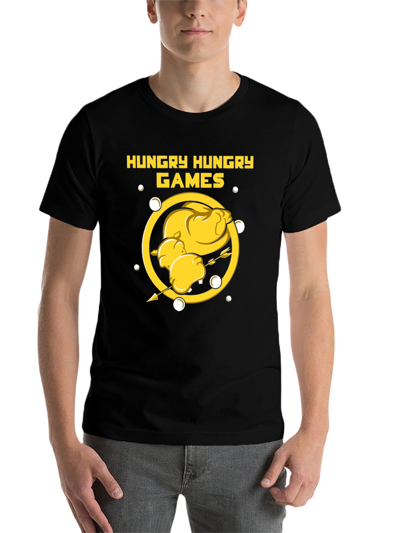 Black Hungry Hungry Games T-Shirt - Funny Foodie Tee view 7