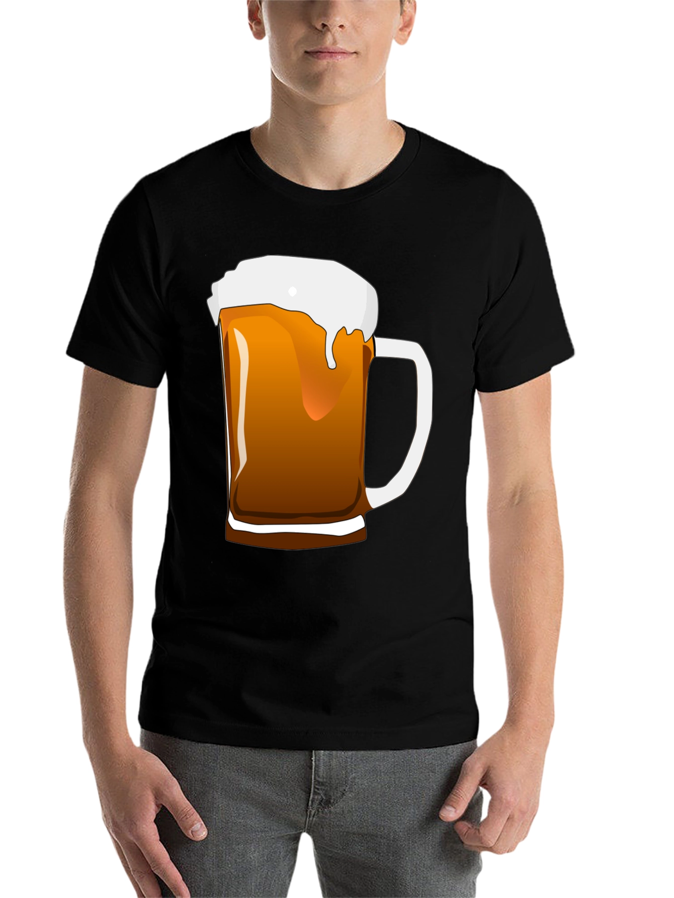 Black Beer Mug Graphic T-Shirt - Black Cotton Tee view 7