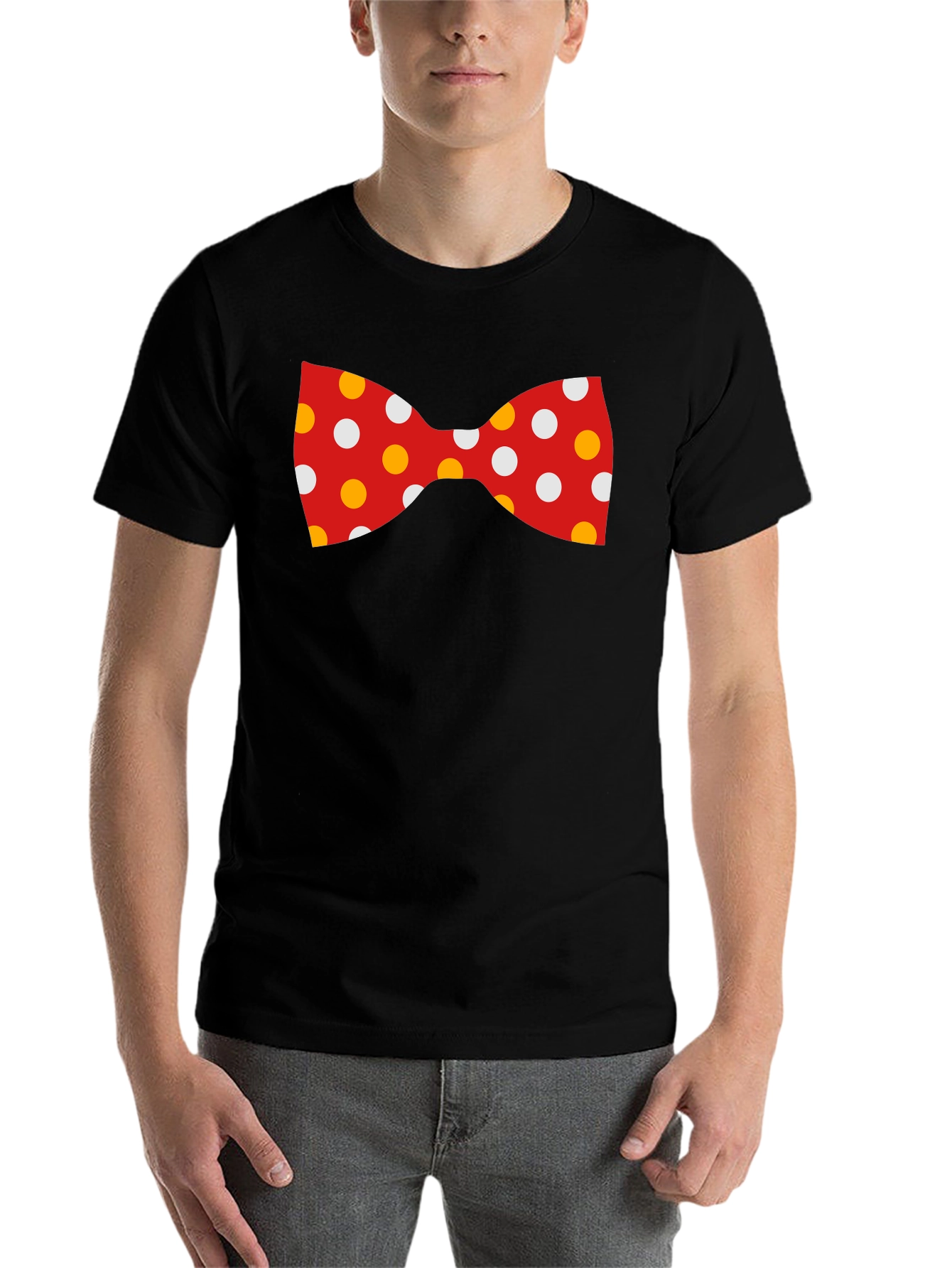 Fun Bow Tie Graphic Tee - Black Cotton Blend - 7