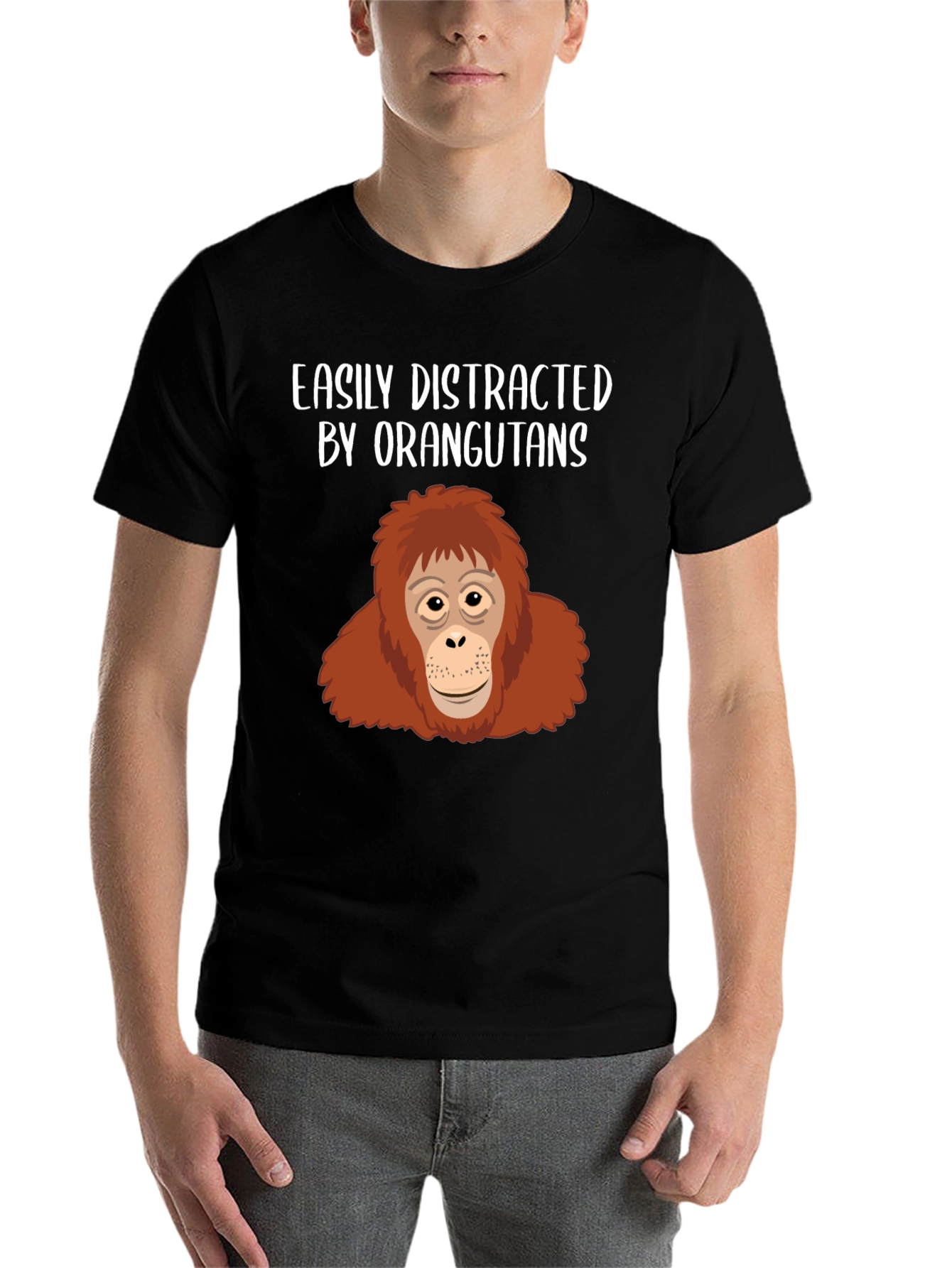 Black Easily Distracted Orangutans Graphic T-Shirt view 7