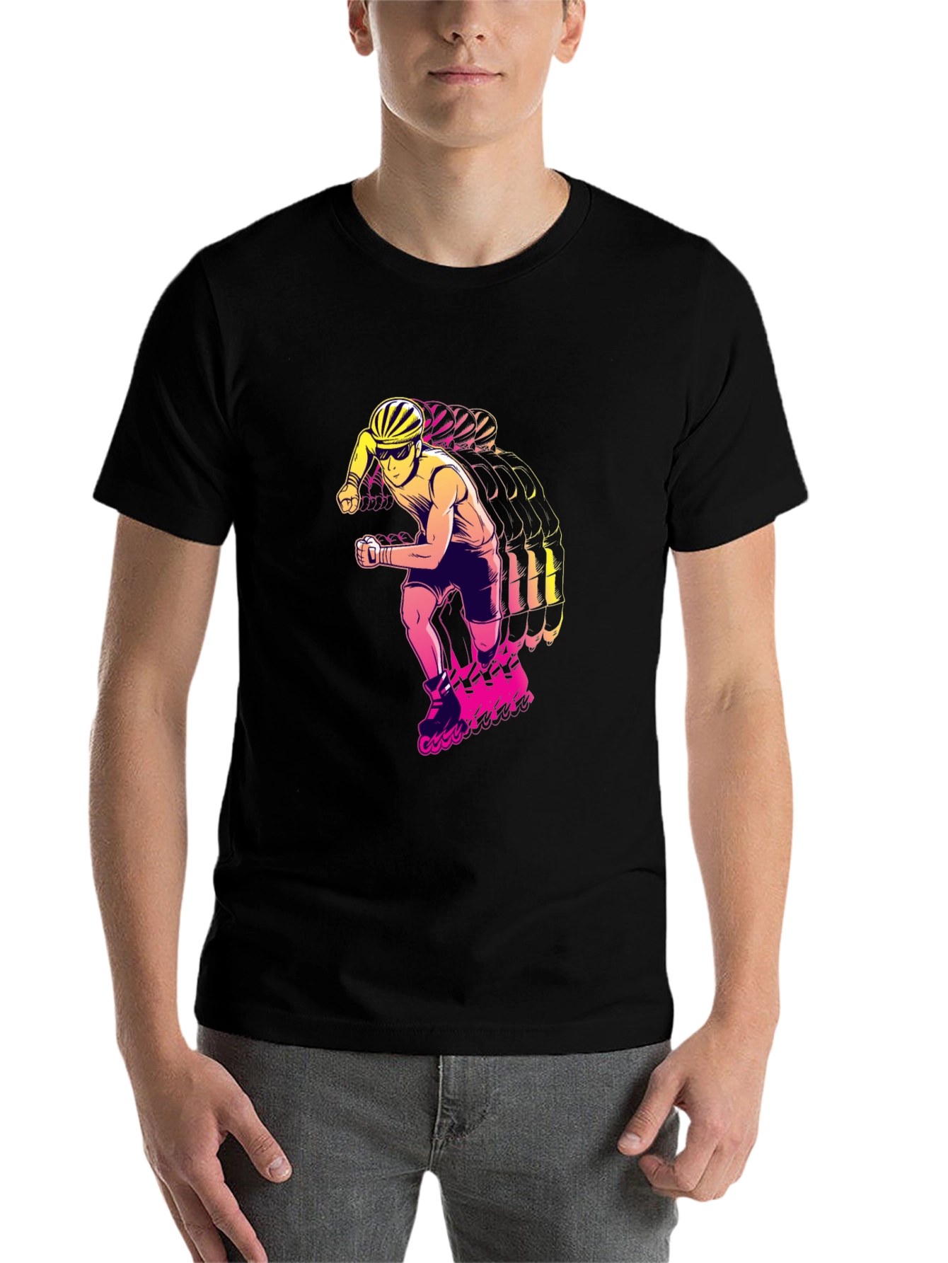 Black Roller Skate T-Shirt - Retro Style view 7