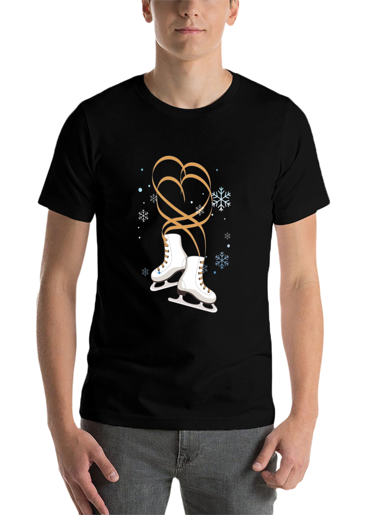 Black Winter Ice Skating Heart T-Shirt view 7