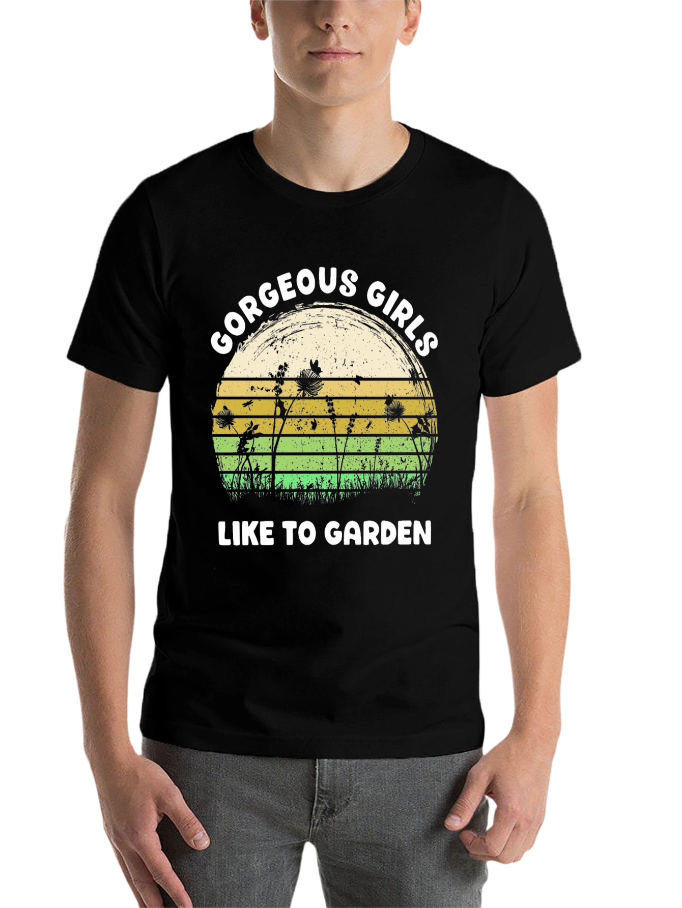 Black Gorgeous Girls Garden Graphic Tee - Black Cotton T-Shirt view 7