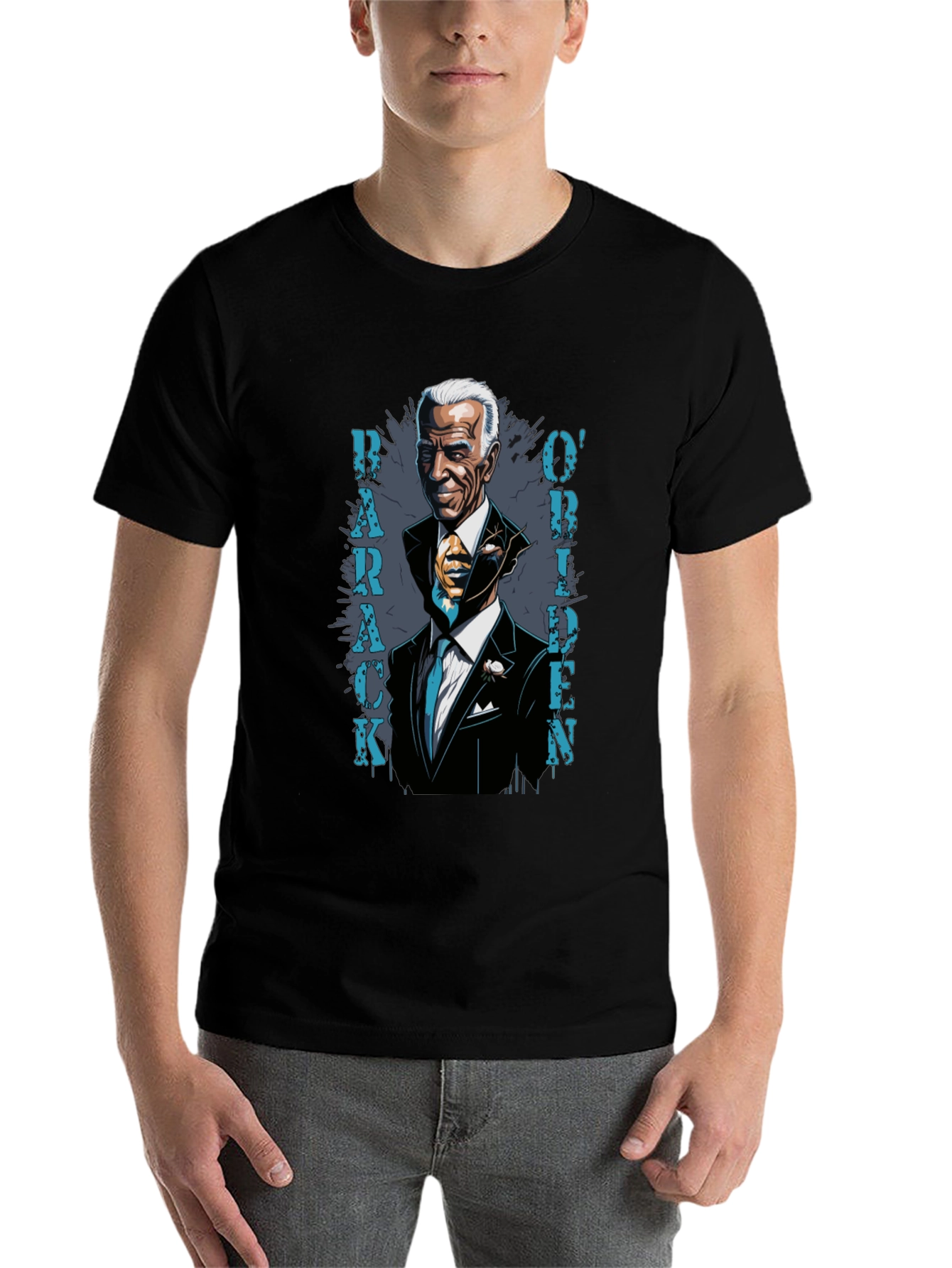 Black Barack O'Biden Men's Black Graphic Tee view 7