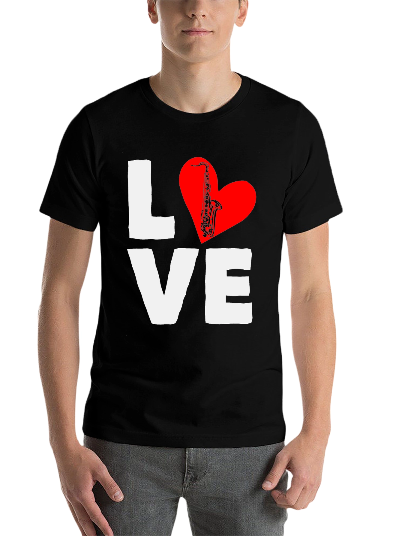 Black Love Saxophone T-Shirt - Music Lover Tee view 7