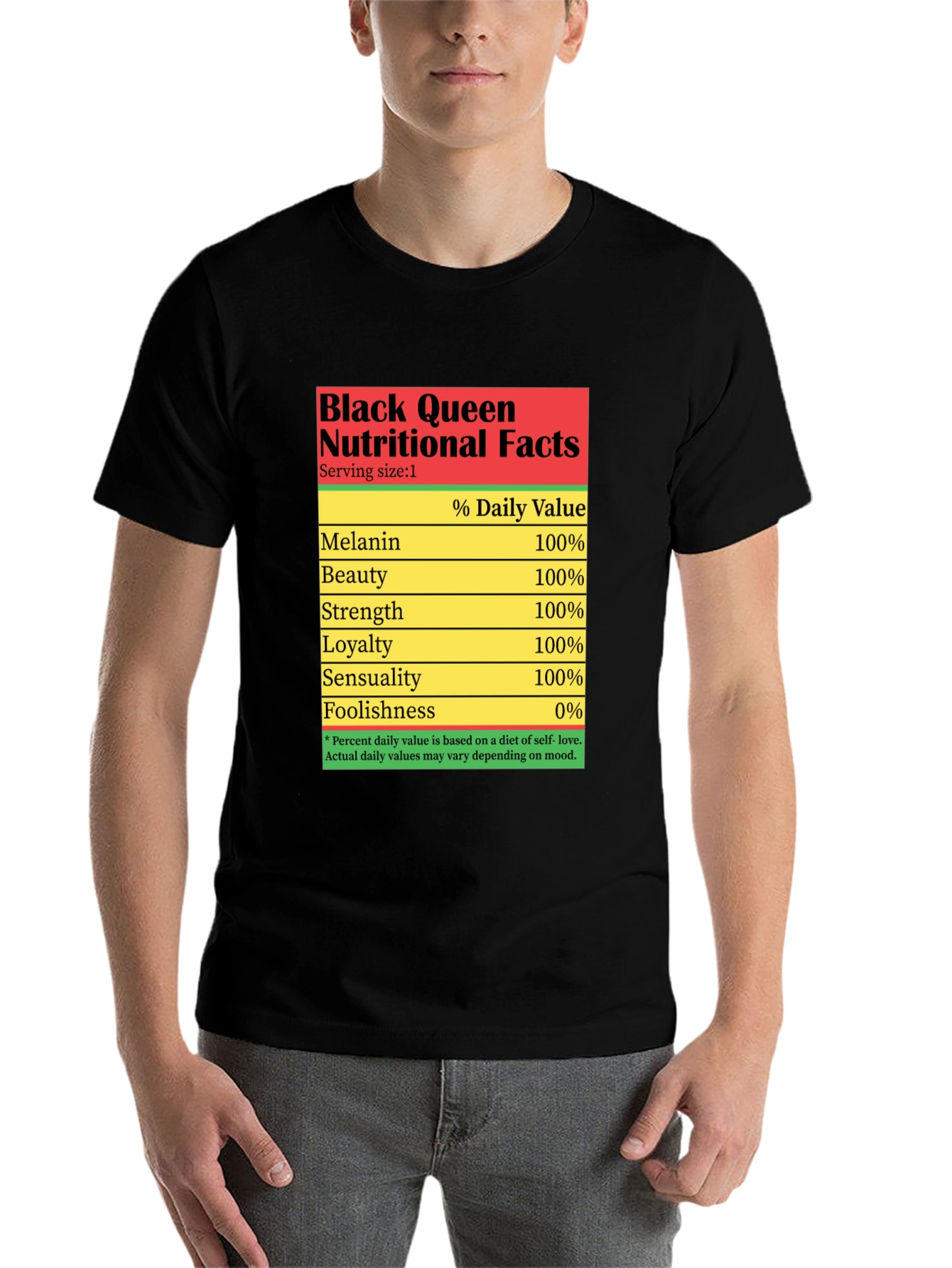 Black Black Queen Nutritional Facts T-Shirt view 7