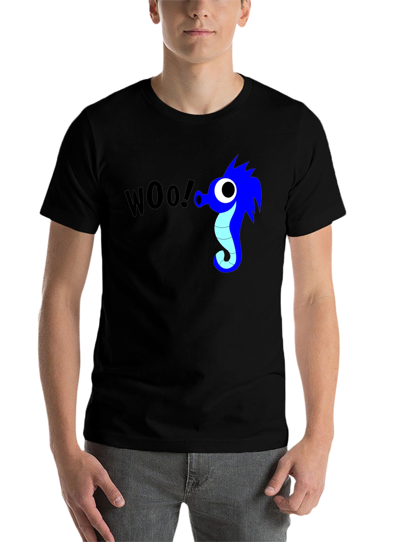 Black Woo! Seahorse Graphic Black T-Shirt view 7