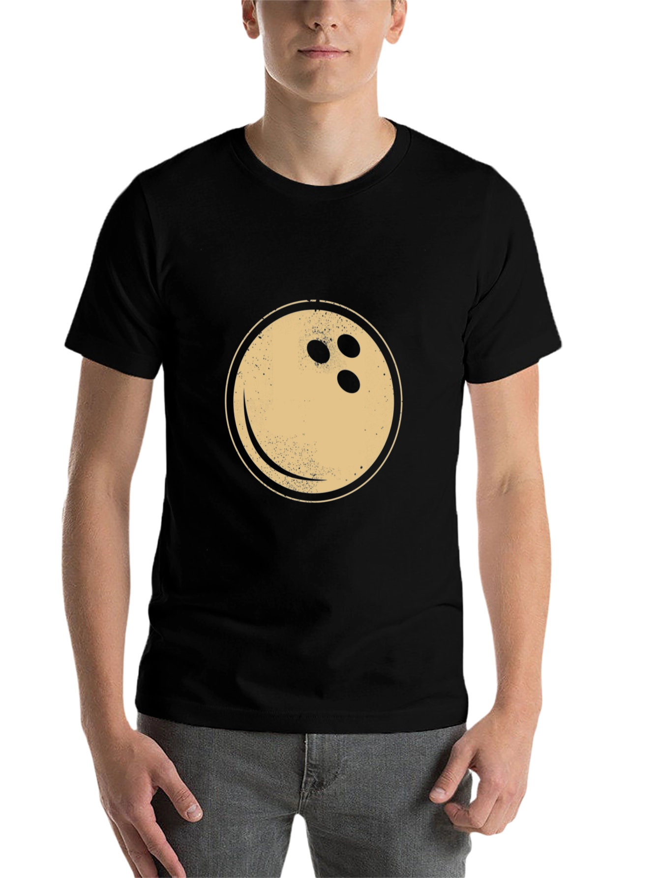 Black Bowling Ball Graphic Tee - Vintage Style Black T-Shirt view 7