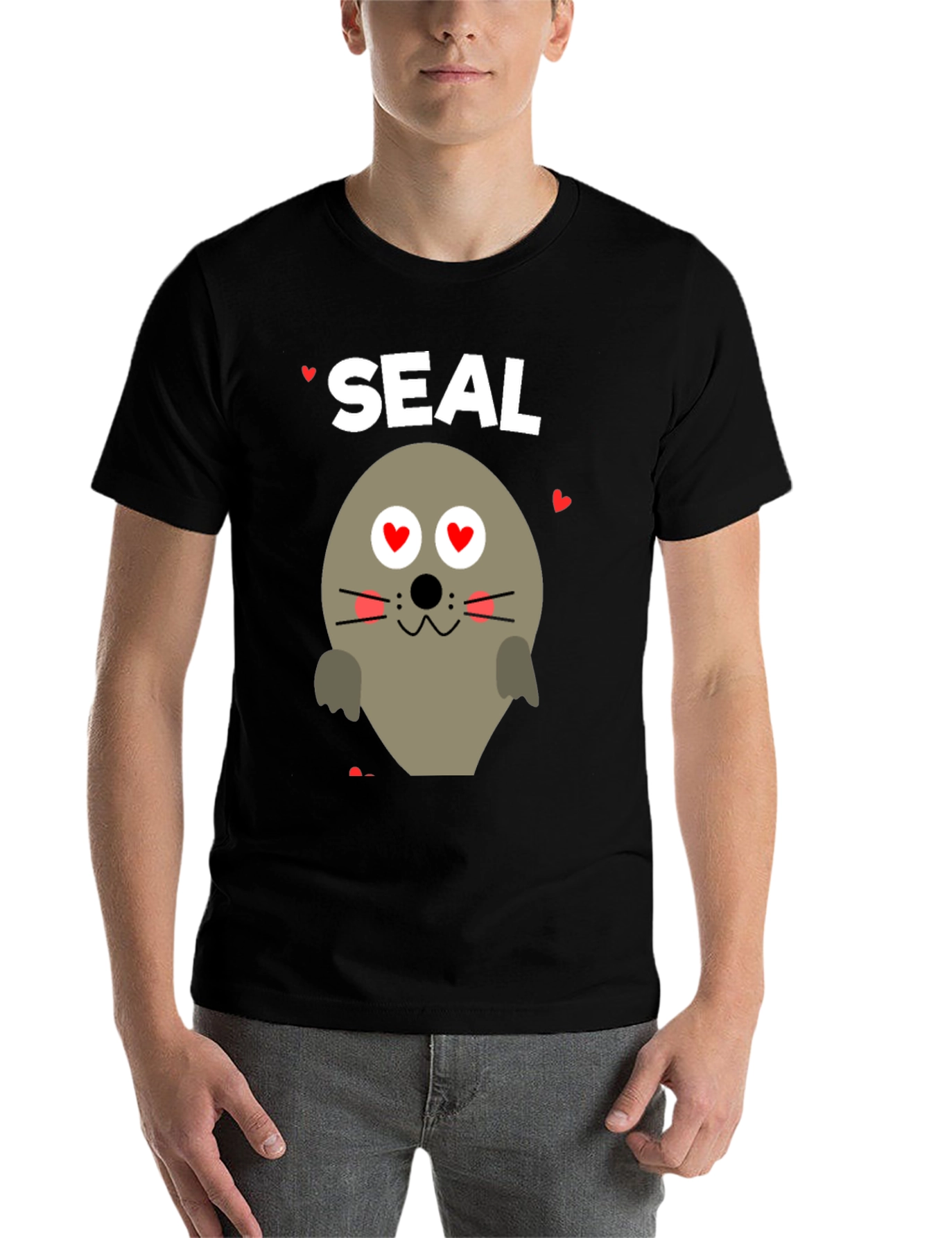 Black Seal of Love T-Shirt - Valentine's Day Gift view 7