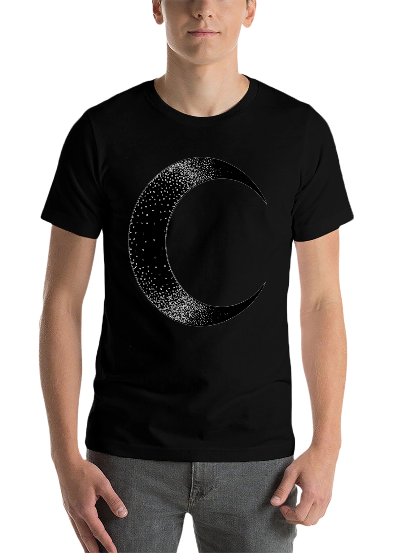 Black Crescent Moon Graphic Tee - Black Cotton Blend view 7