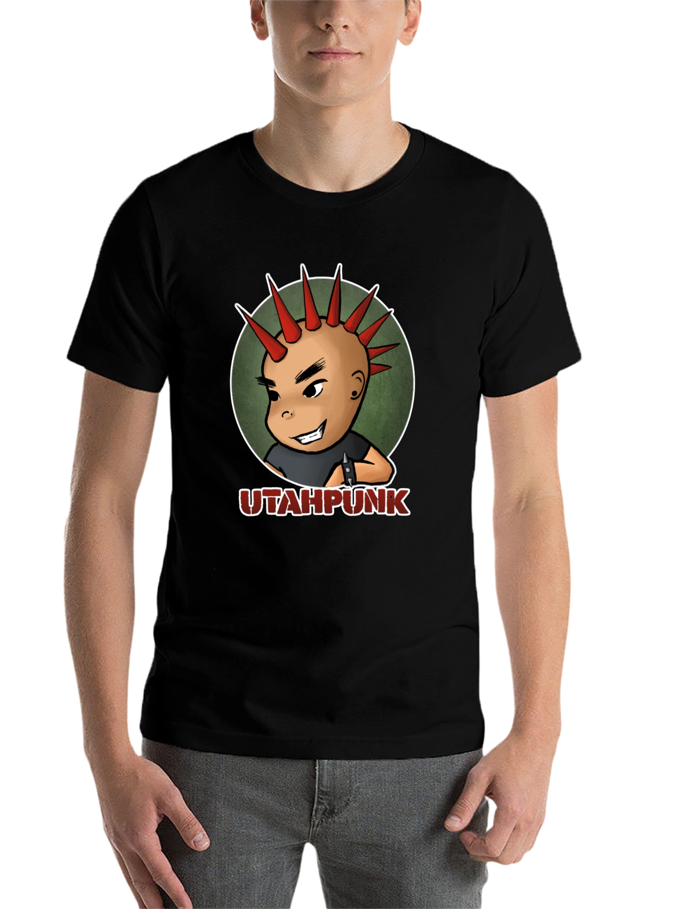 Black UTAH PUNK Graphic T-Shirt - Cool Punk Kid Design view 7