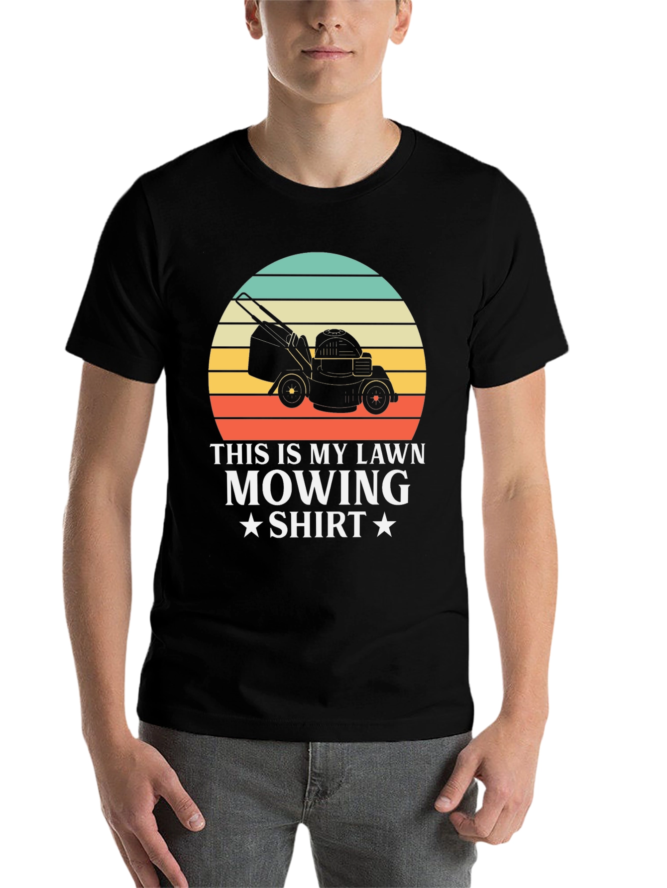 Black Lawn Mowing Shirt - Retro Gardener Tee view 7