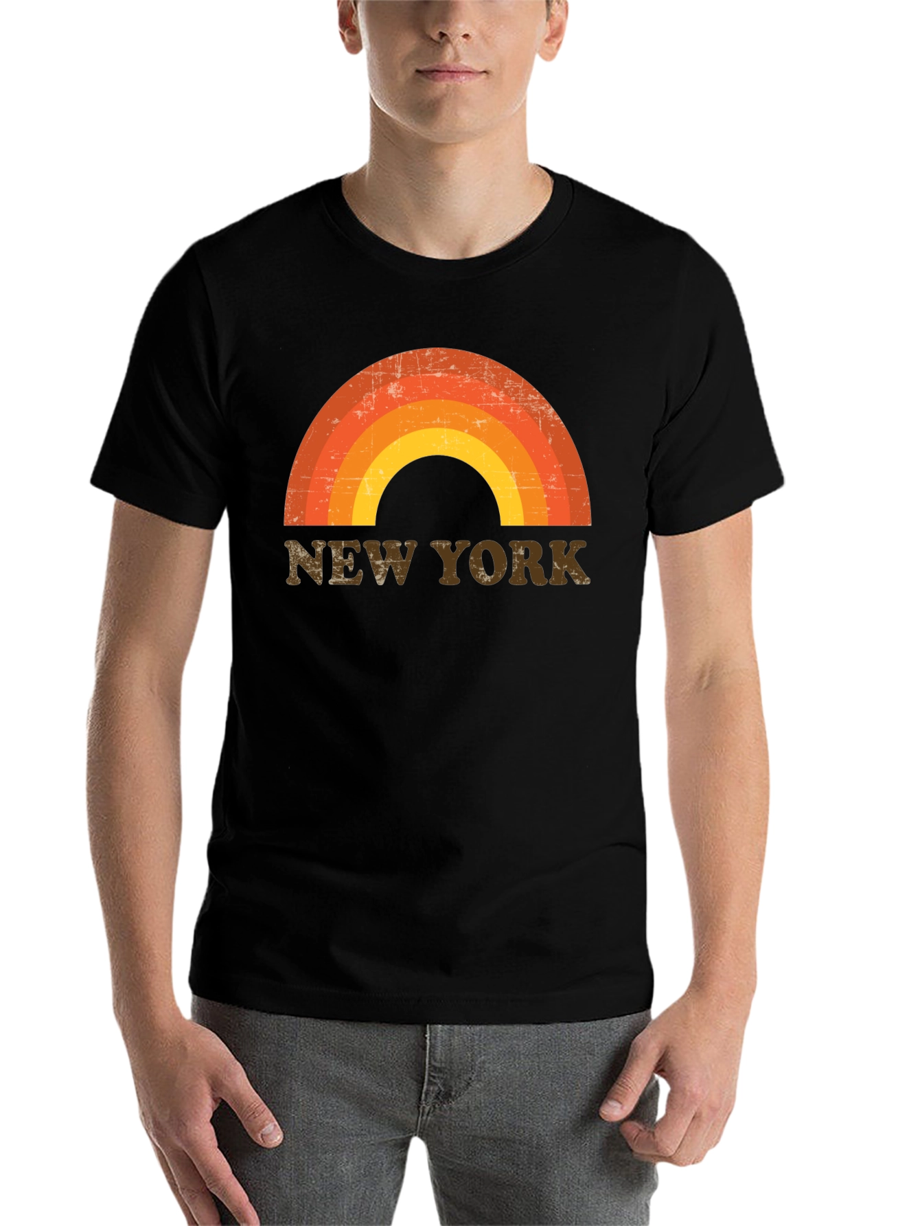 Black Retro New York Rainbow Graphic Tee view 7