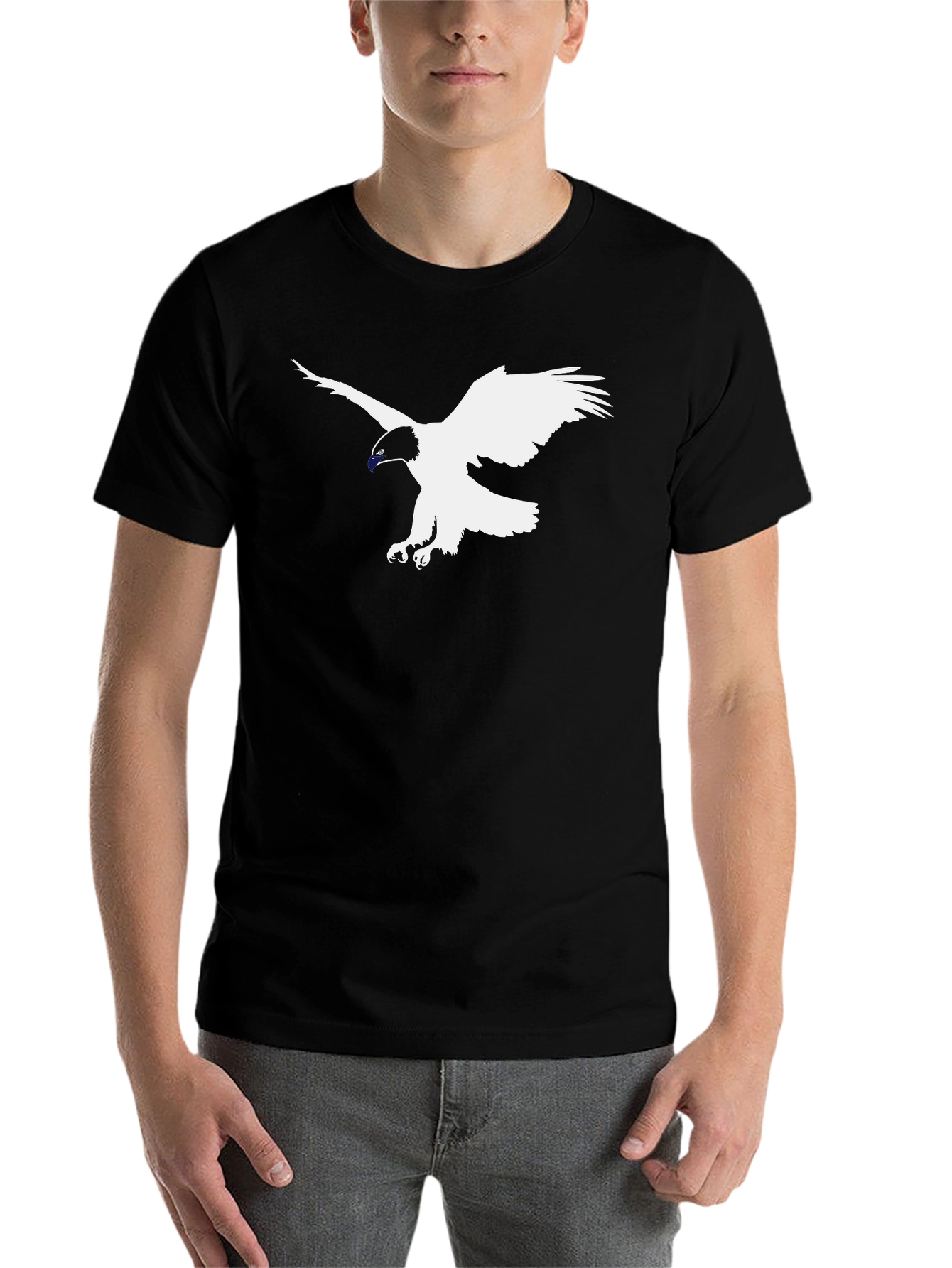 Black Black T-Shirt with Eagle Graphic Tee view 7