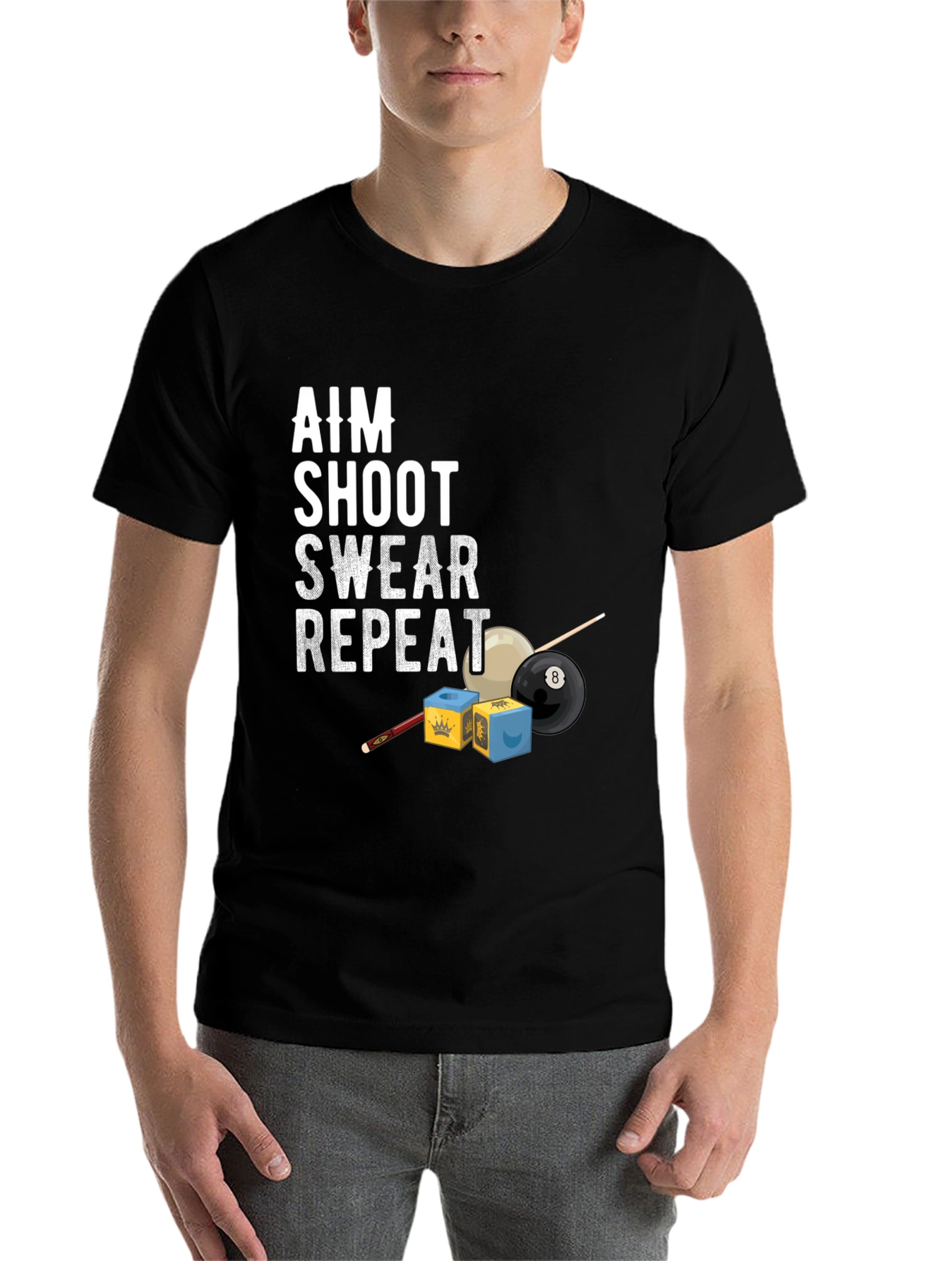 Aim Shoot Swear Repeat Billiards T-Shirt - 7
