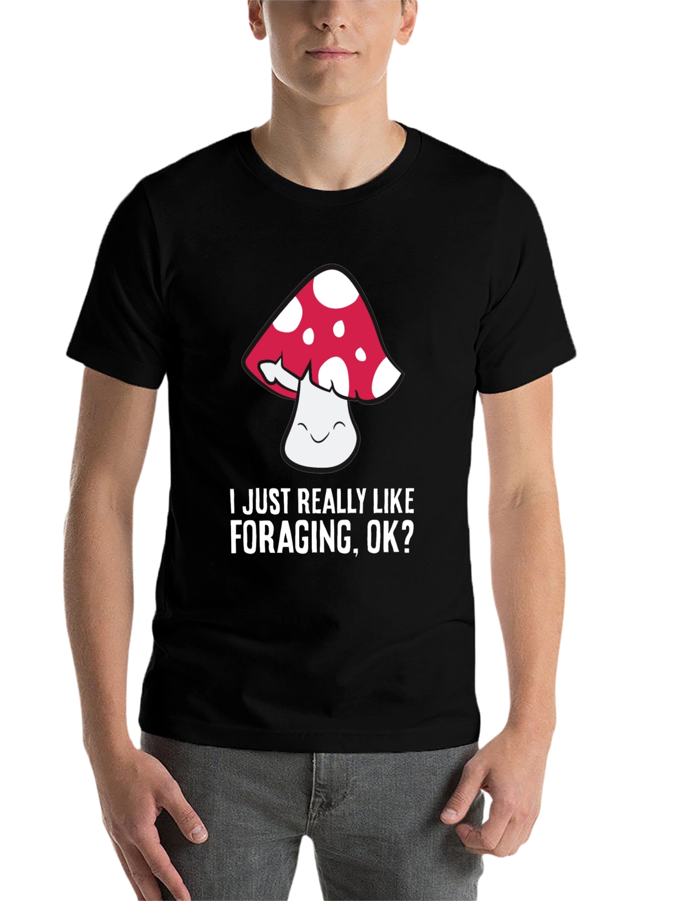 Black Mushroom Foraging Graphic T-Shirt view 7