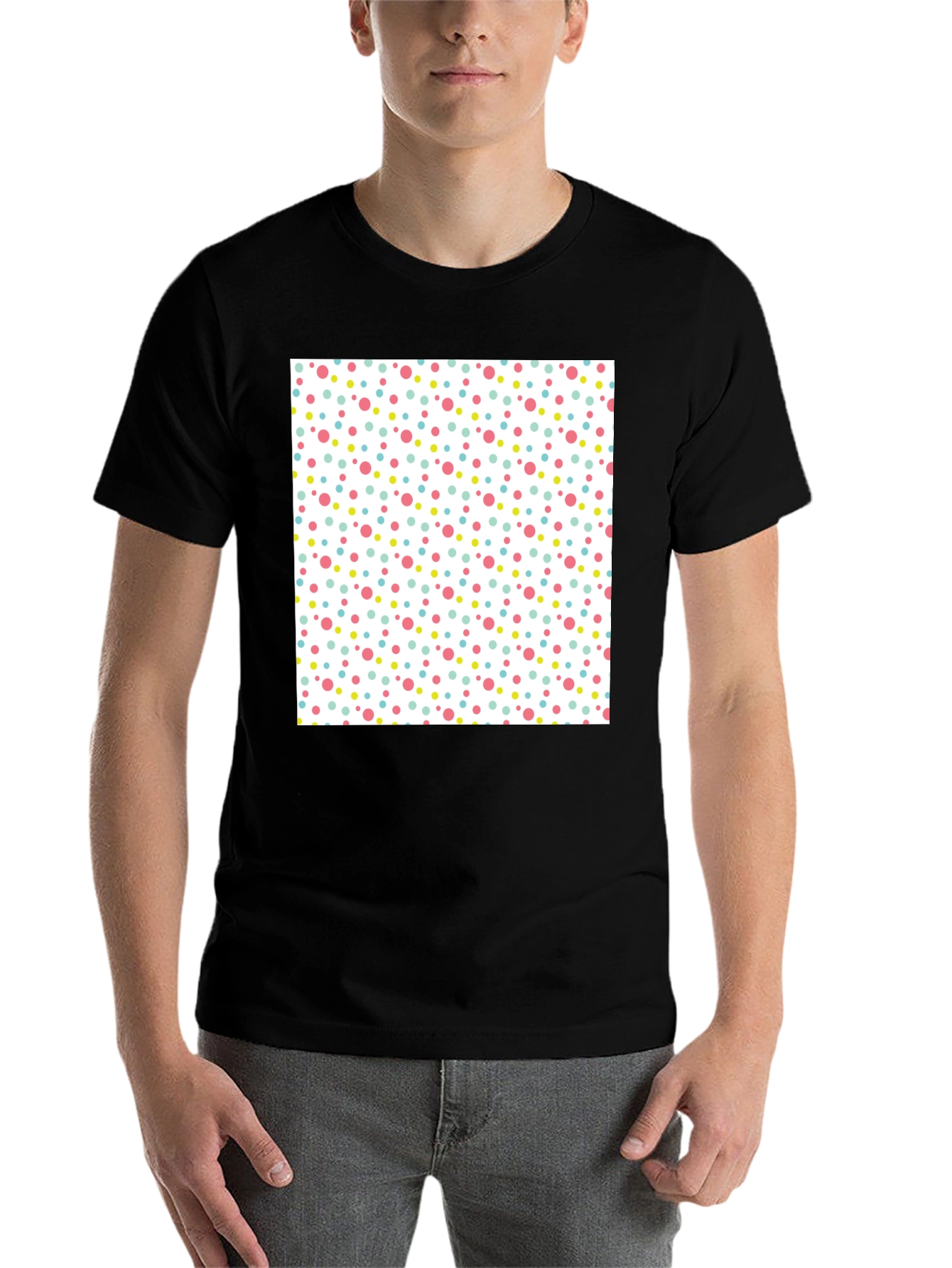 Black Polka Dot Fun Tee - Black Crew Neck view 7