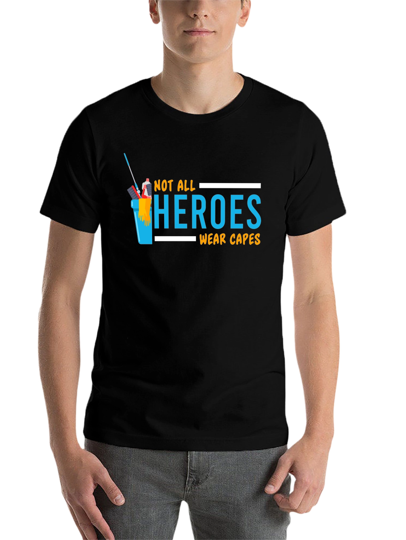 Black Not All Heroes Wear Capes T-Shirt view 7