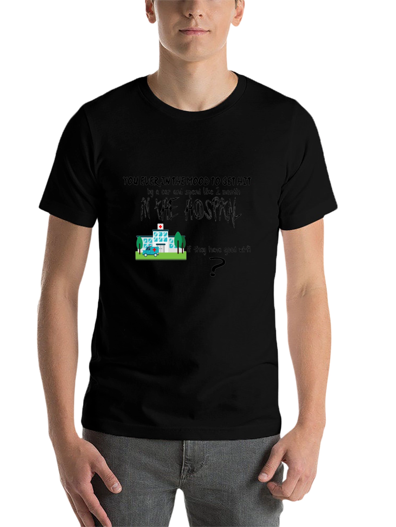Black Humorous Hospital Graphic T-Shirt view 7