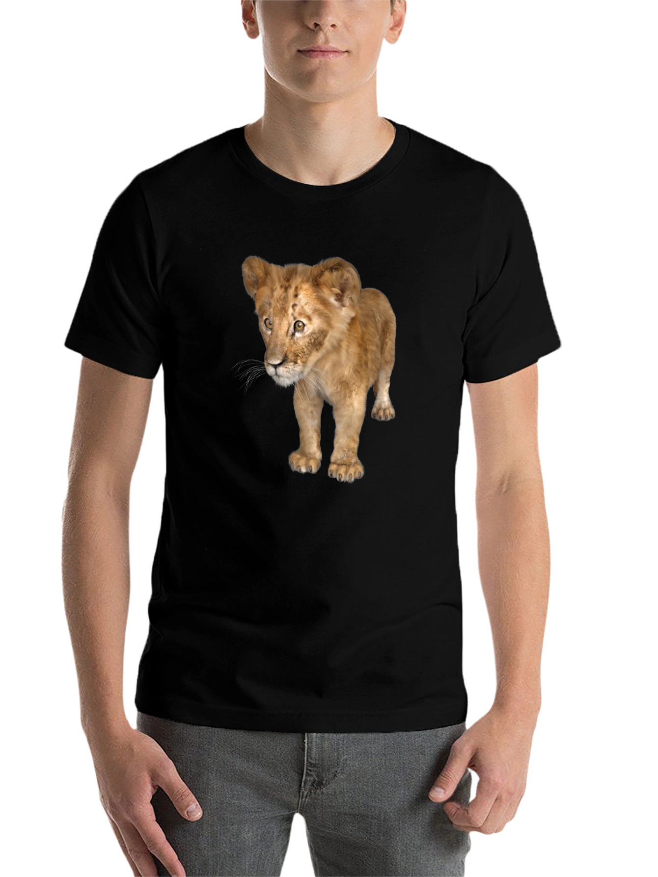 Black Lion Cub Graphic Tee - Unisex Black T-Shirt view 7