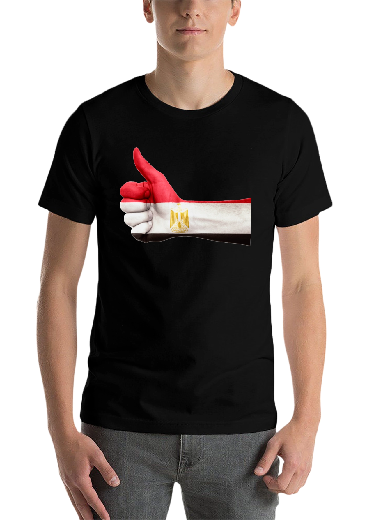 Black Egypt Flag Hand Thumbs Up T-Shirt view 7