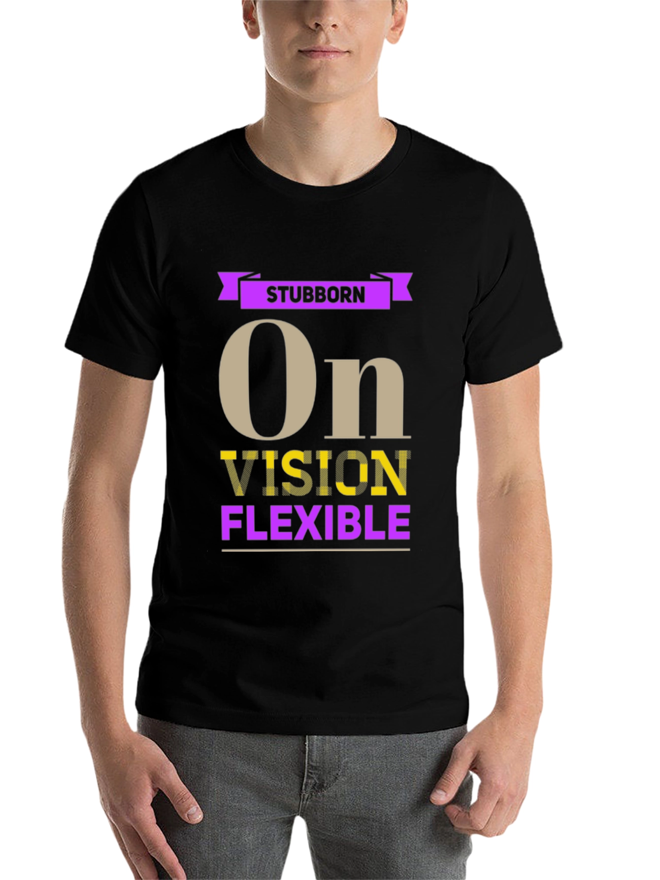Black Stubborn Vision Flexible Graphic T-Shirt view 7