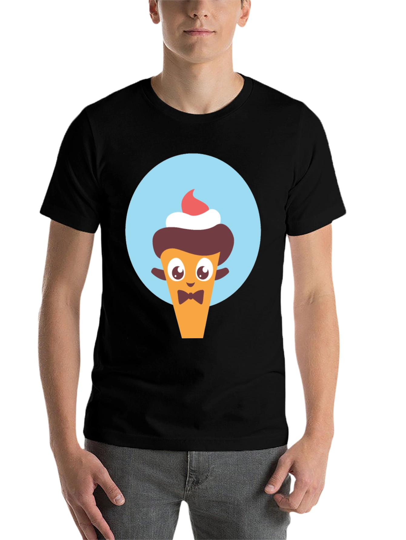 Black Cute Cartoon Dessert Character Graphic Tee view 7