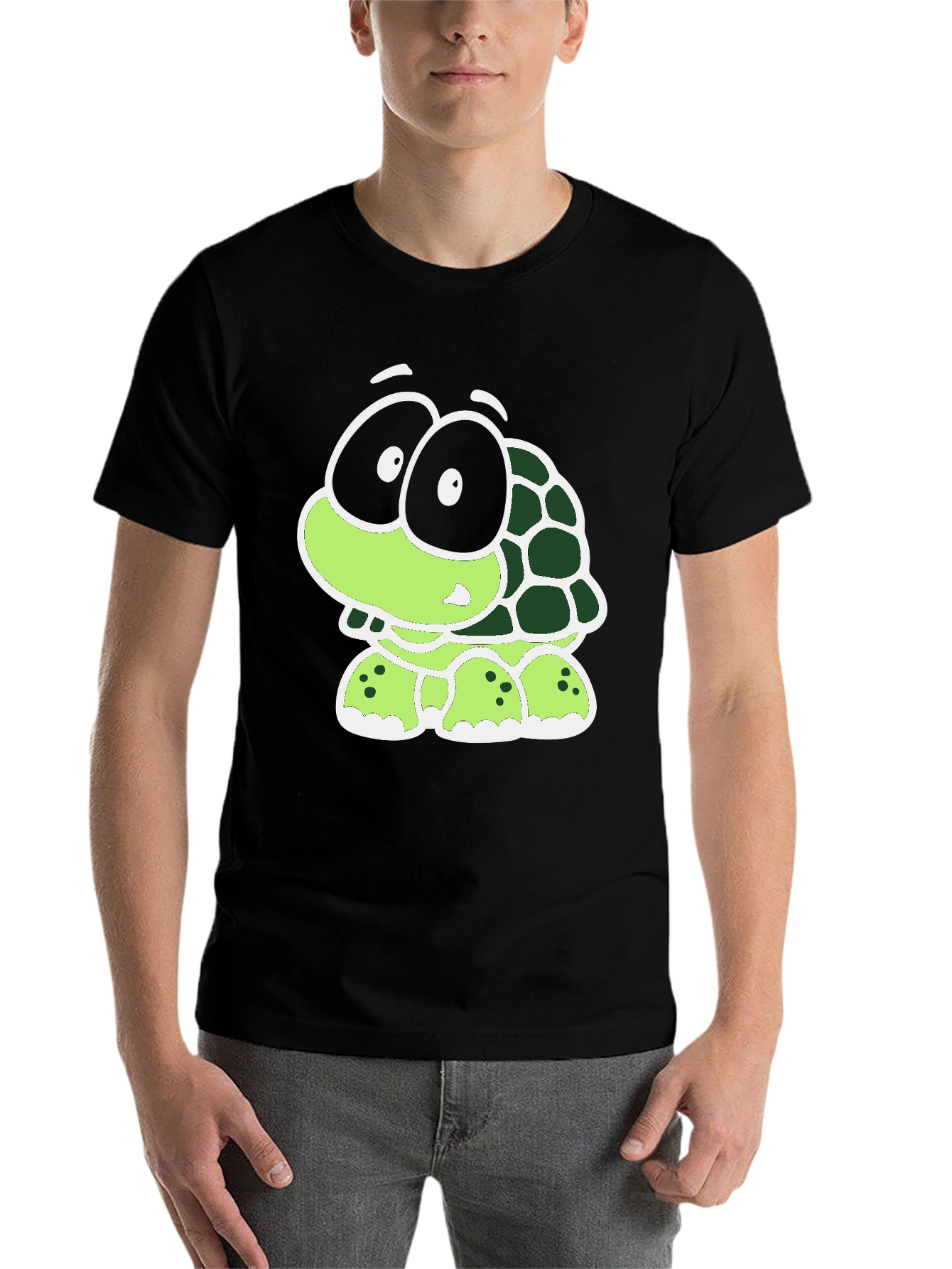 Black Cartoon Turtle Graphic Tee - Black T-Shirt view 7