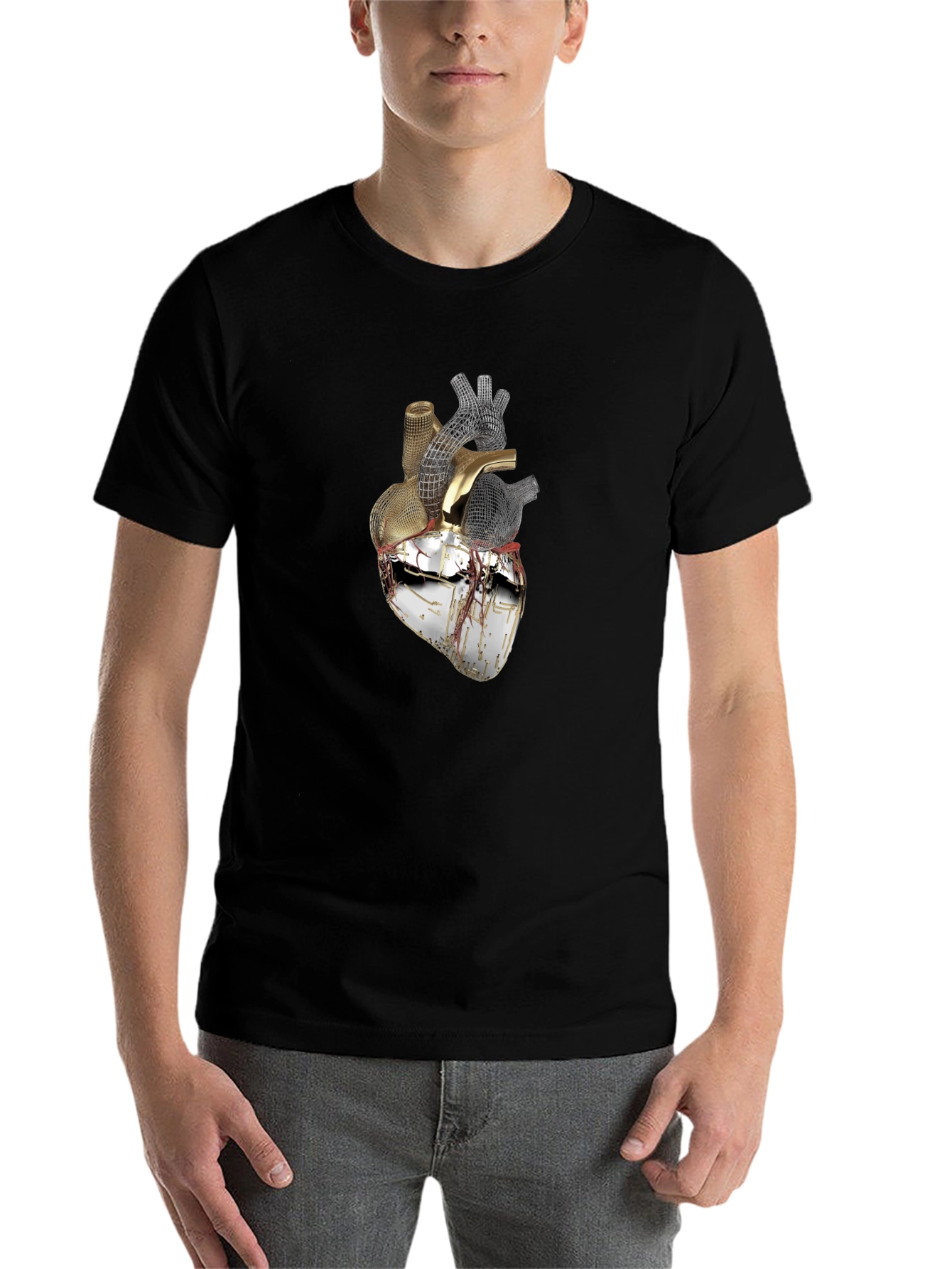 Black Anatomical Heart Graphic Tee - Black view 7