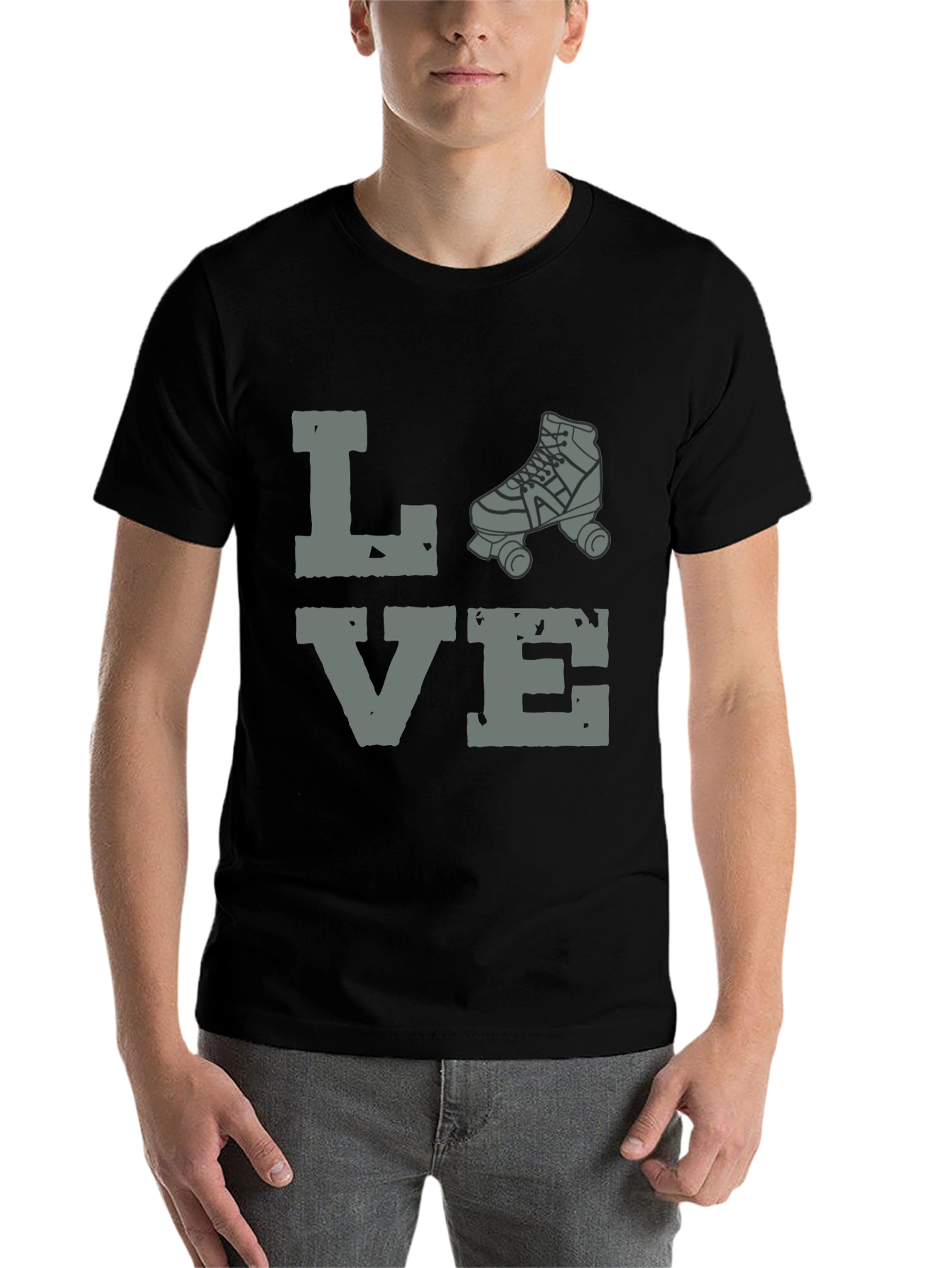 Black Love Roller Skating Graphic Tee - Unisex Black T-Shirt view 7