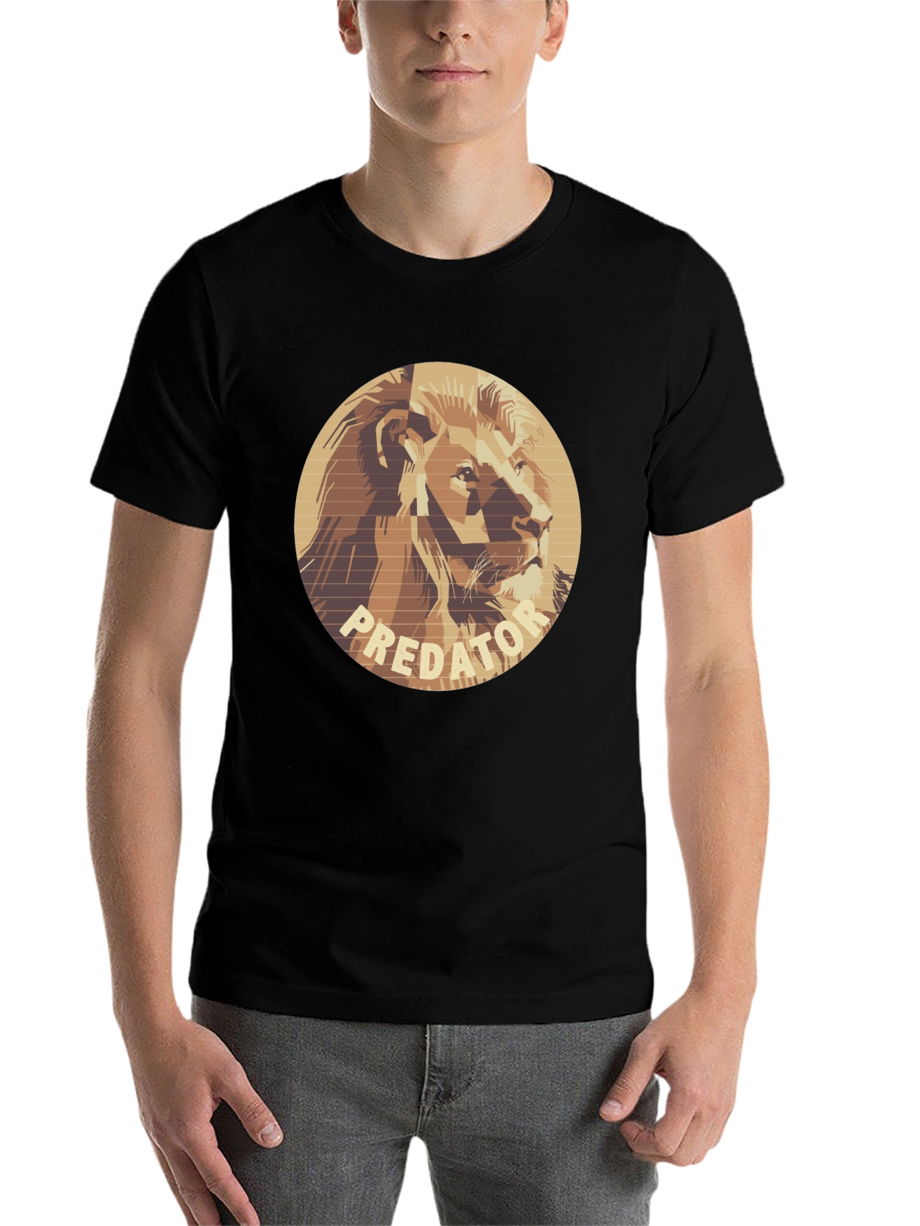 Black Predator Lion Graphic Tee - Unique Design T-Shirt view 7