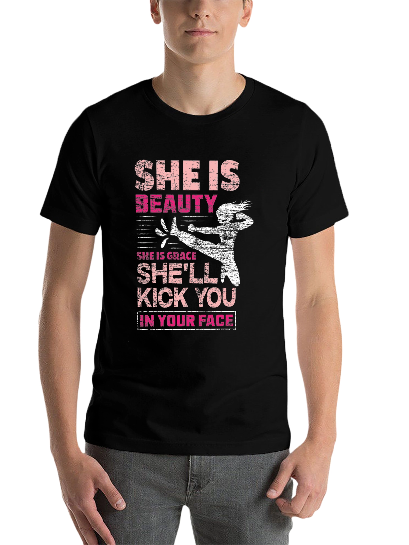 Black She is Beauty T-Shirt Kick You in Your Face view 7