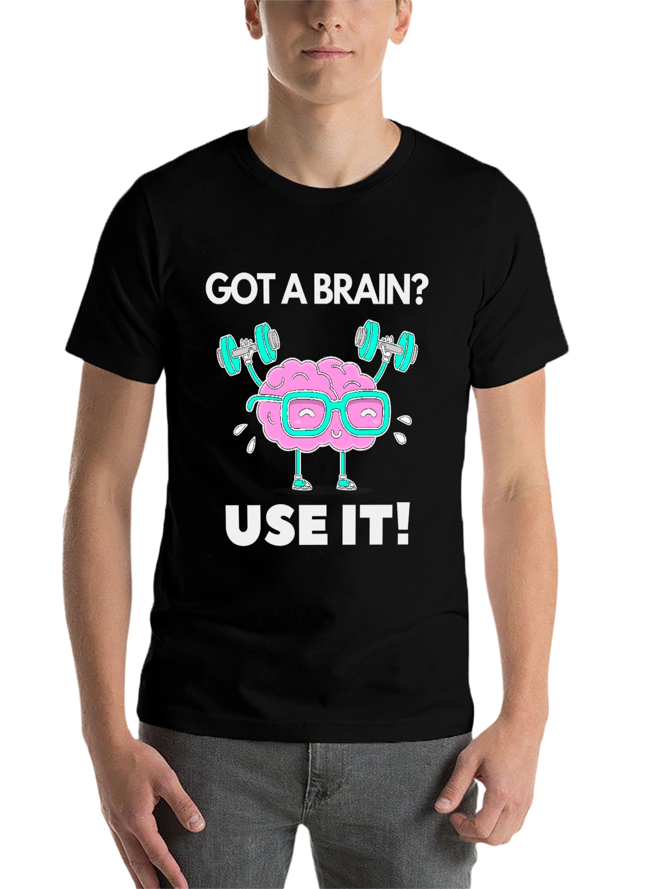 Black Got a Brain? Use it! Black Graphic T-Shirt view 7